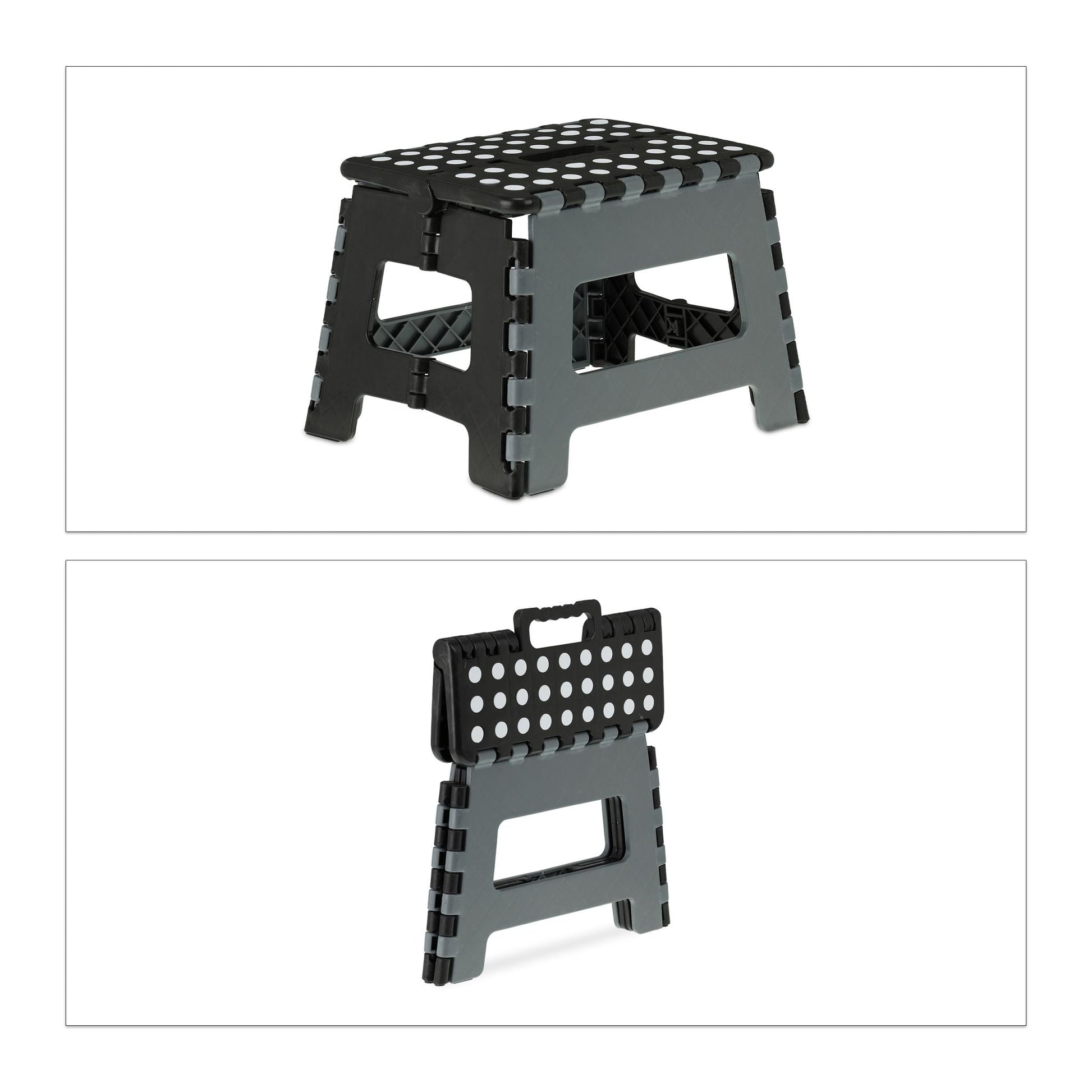 Klapphocker faltbar M Schwarz-Grau von Relaxdays