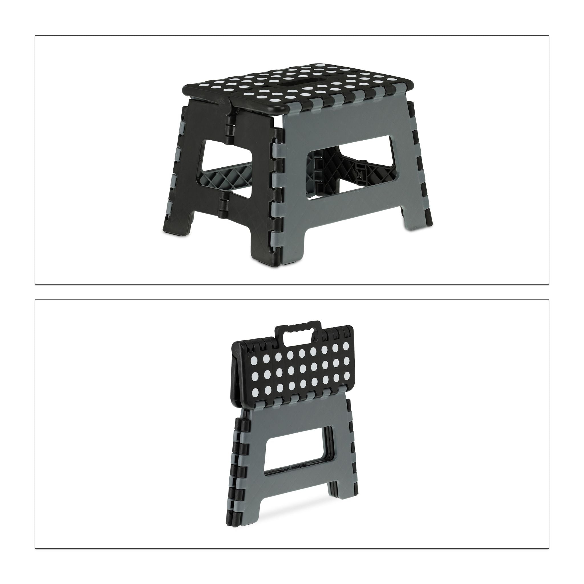 Klapphocker faltbar M Schwarz-Grau von Relaxdays