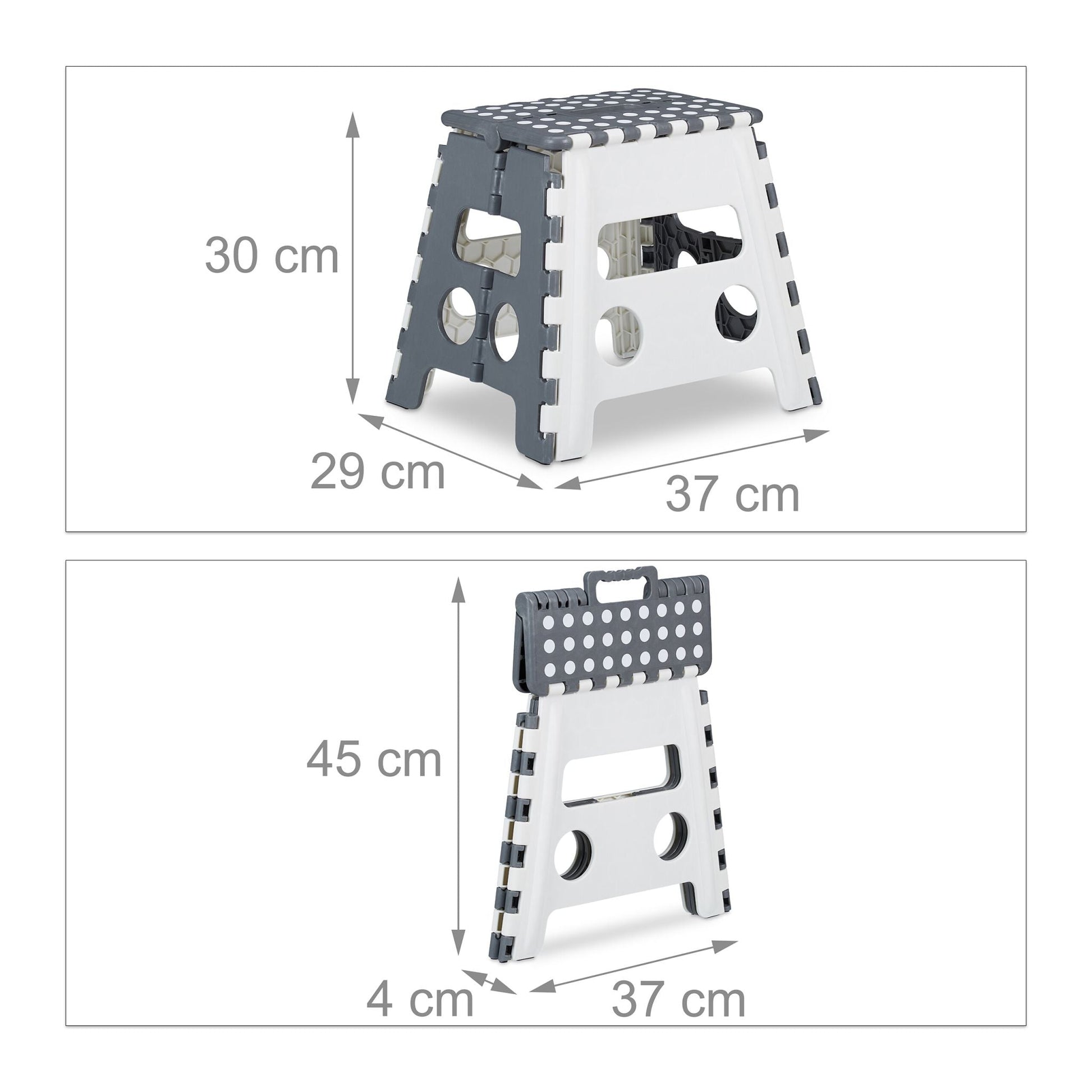 Klapphocker faltbar L Weiss-Grau von Relaxdays