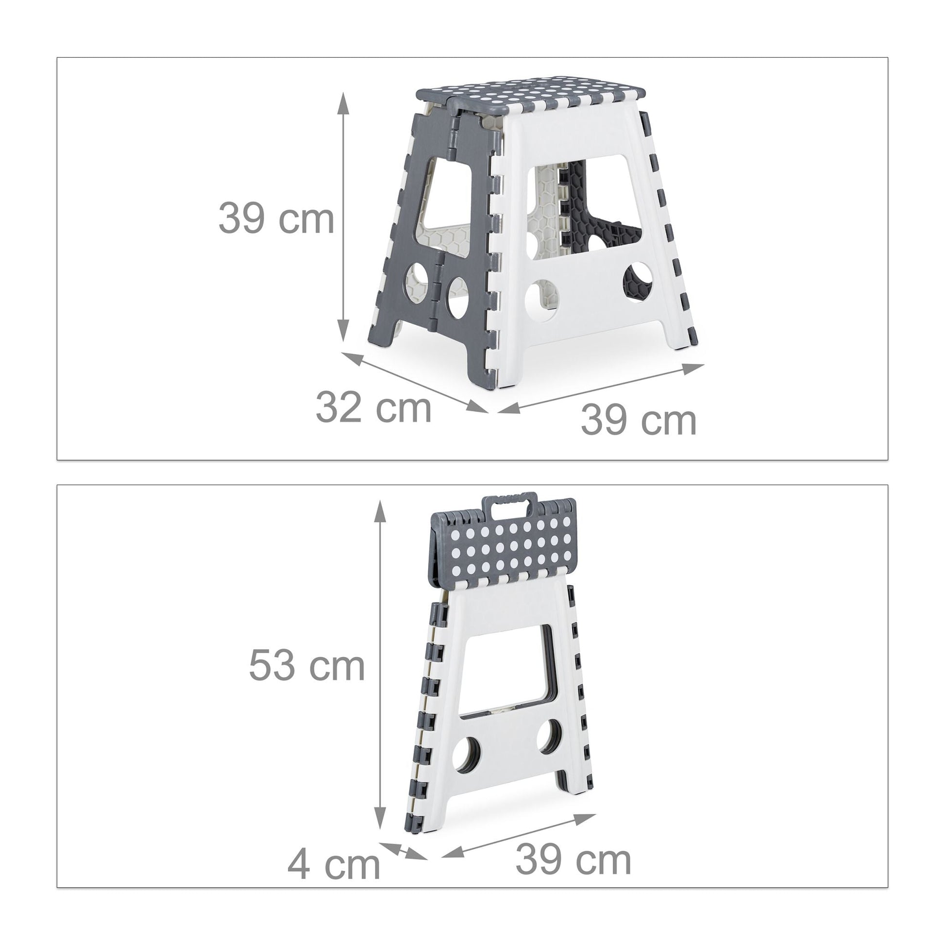 Klapphocker faltbar XL Weiss-Grau von Relaxdays