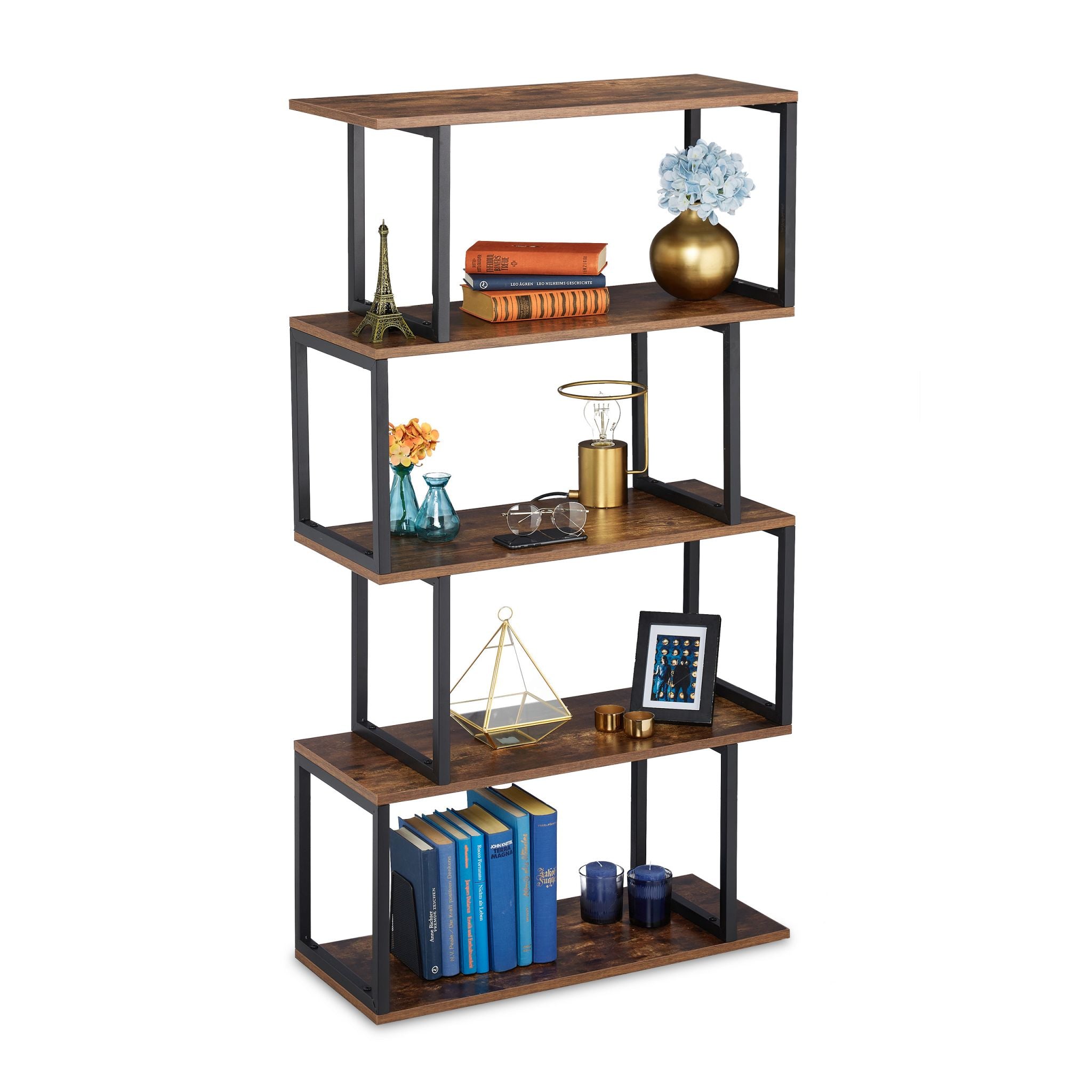 Bücherregal Industrial Design Braun-Schwarz von Relaxdays