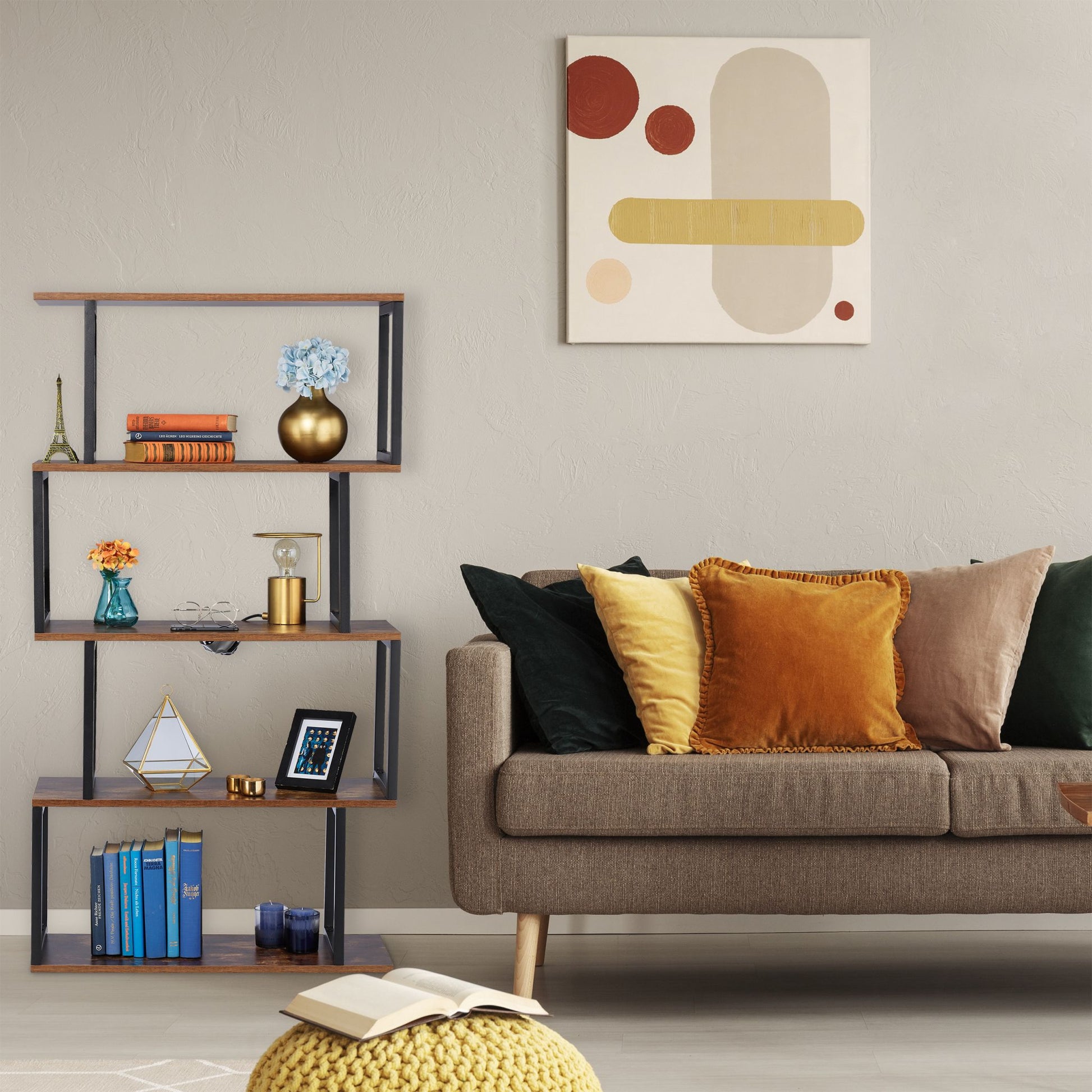 Bücherregal Industrial Design Braun-Schwarz von Relaxdays