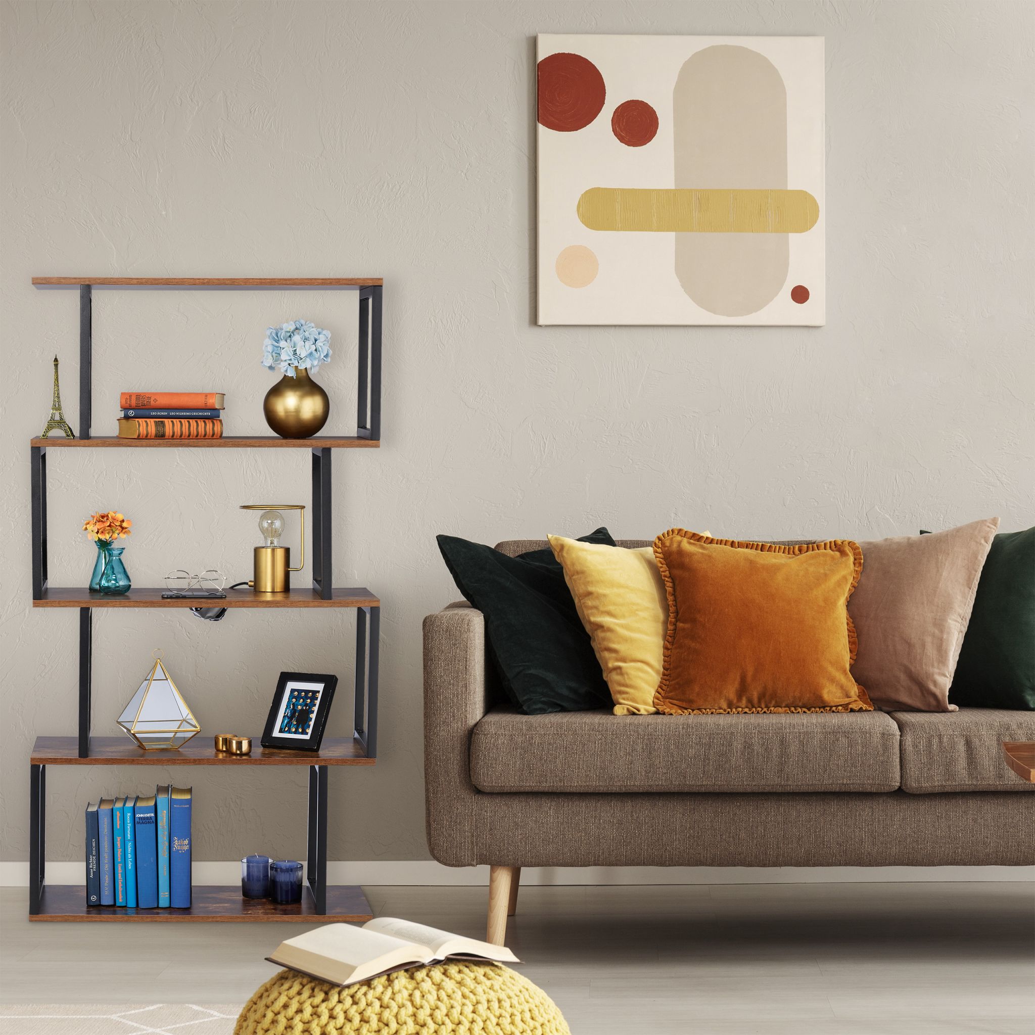 Bücherregal Industrial Design Braun-Schwarz von Relaxdays