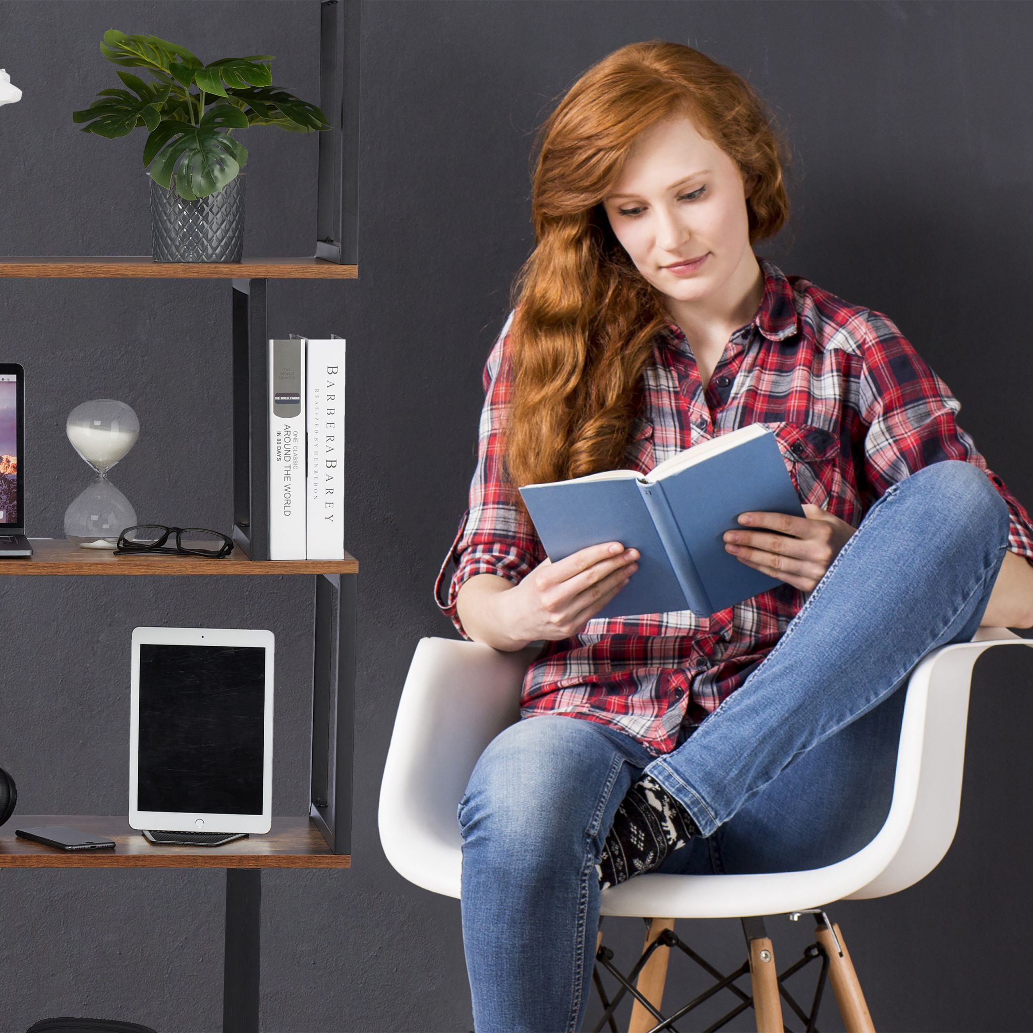 Bücherregal Industrial Design Braun-Schwarz von Relaxdays