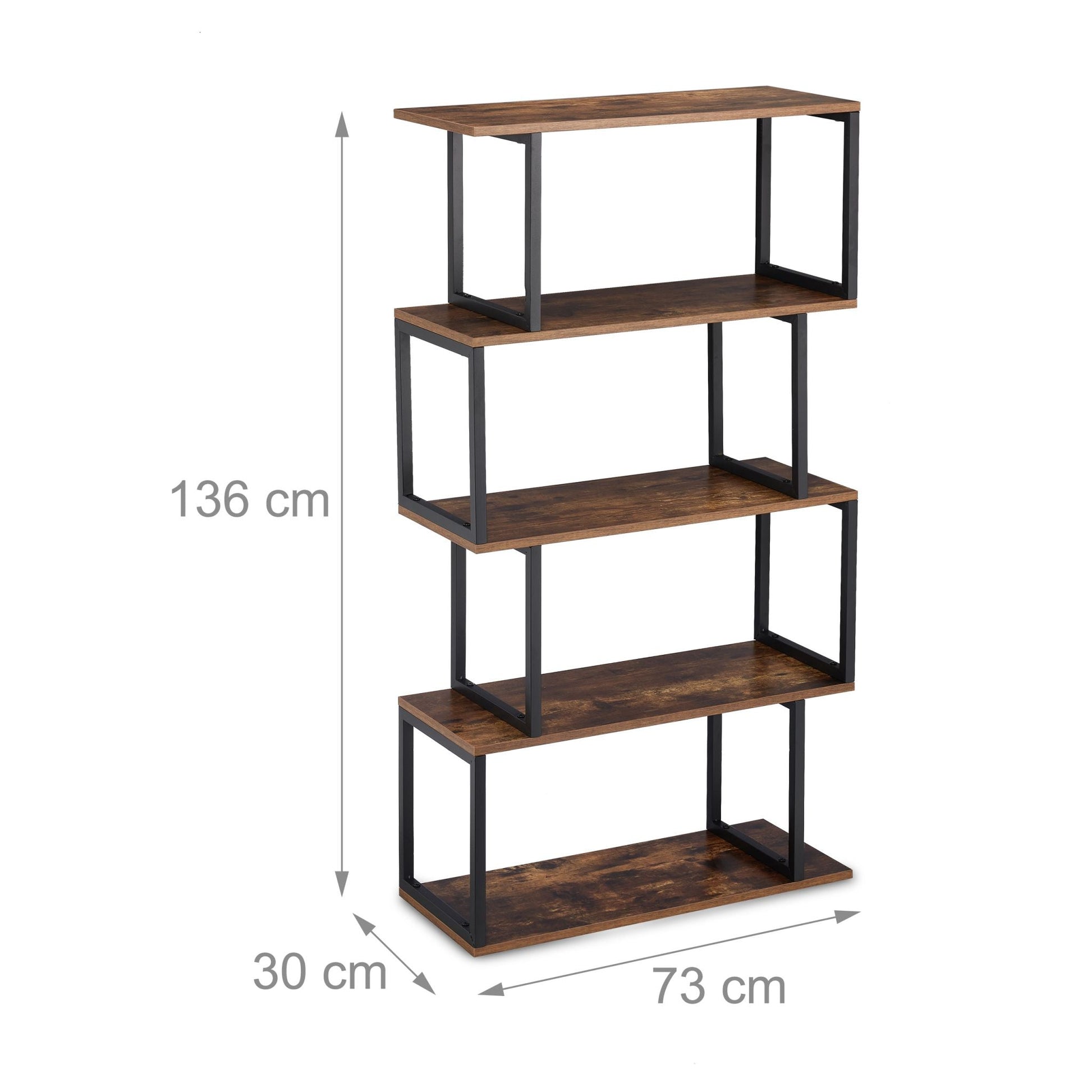 Bücherregal Industrial Design Braun-Schwarz von Relaxdays