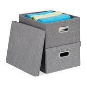 Aufbewahrungsbox mit Deckel 2er-Set Grau von Relaxdays