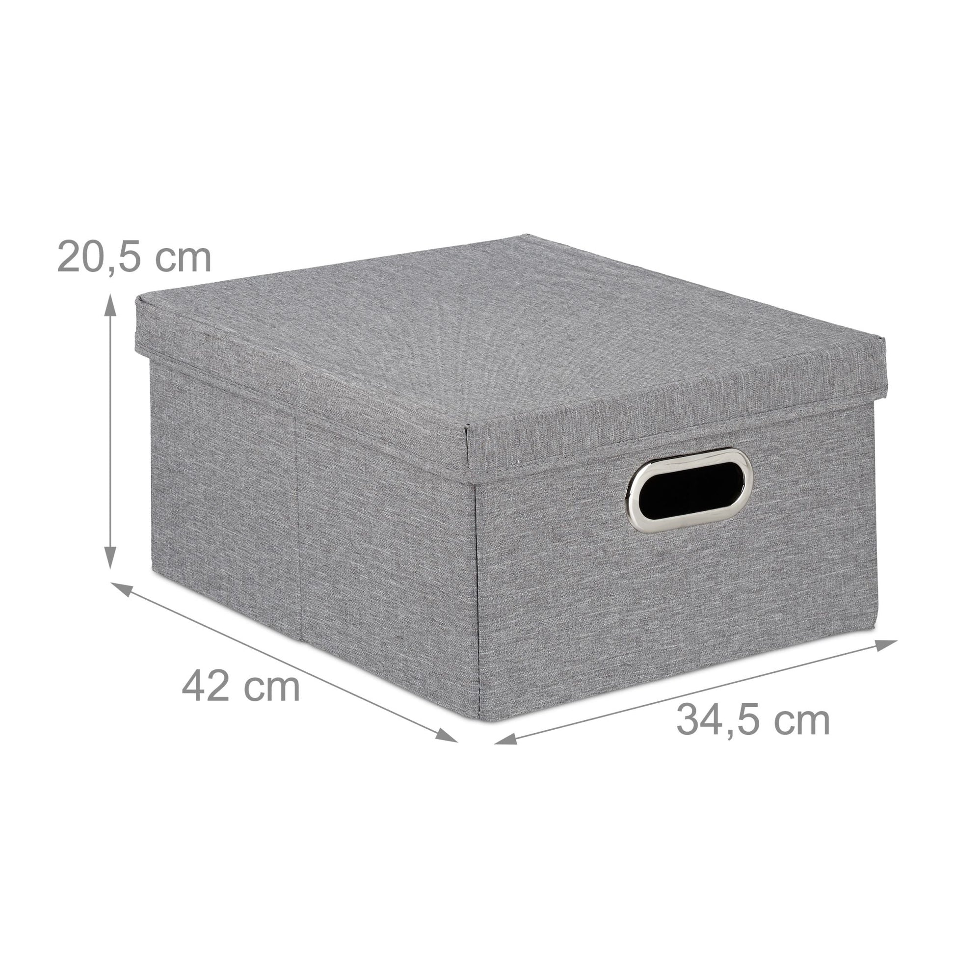 Aufbewahrungsbox mit Deckel 2er-Set Grau von Relaxdays