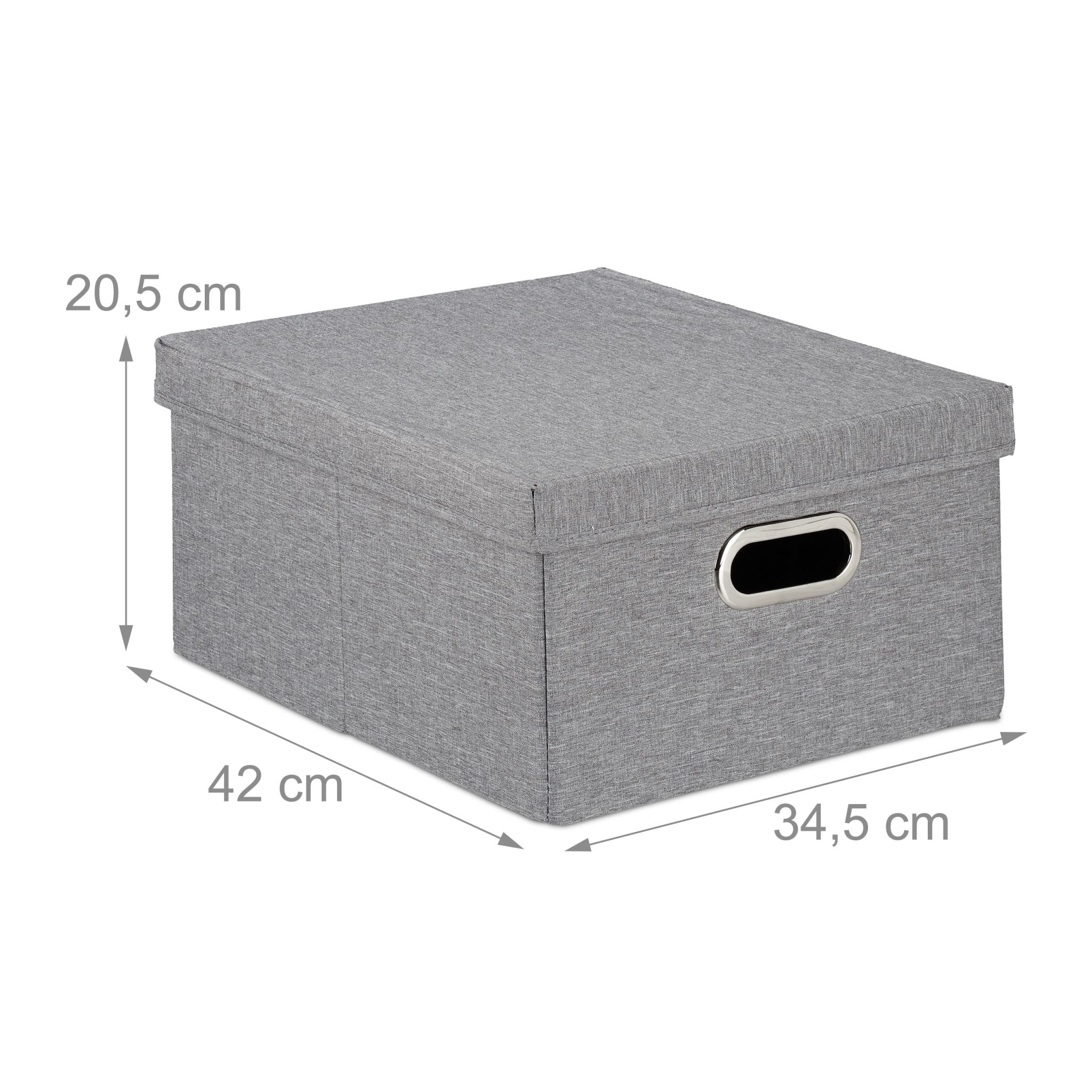 Aufbewahrungsbox mit Deckel 2er-Set Grau von Relaxdays