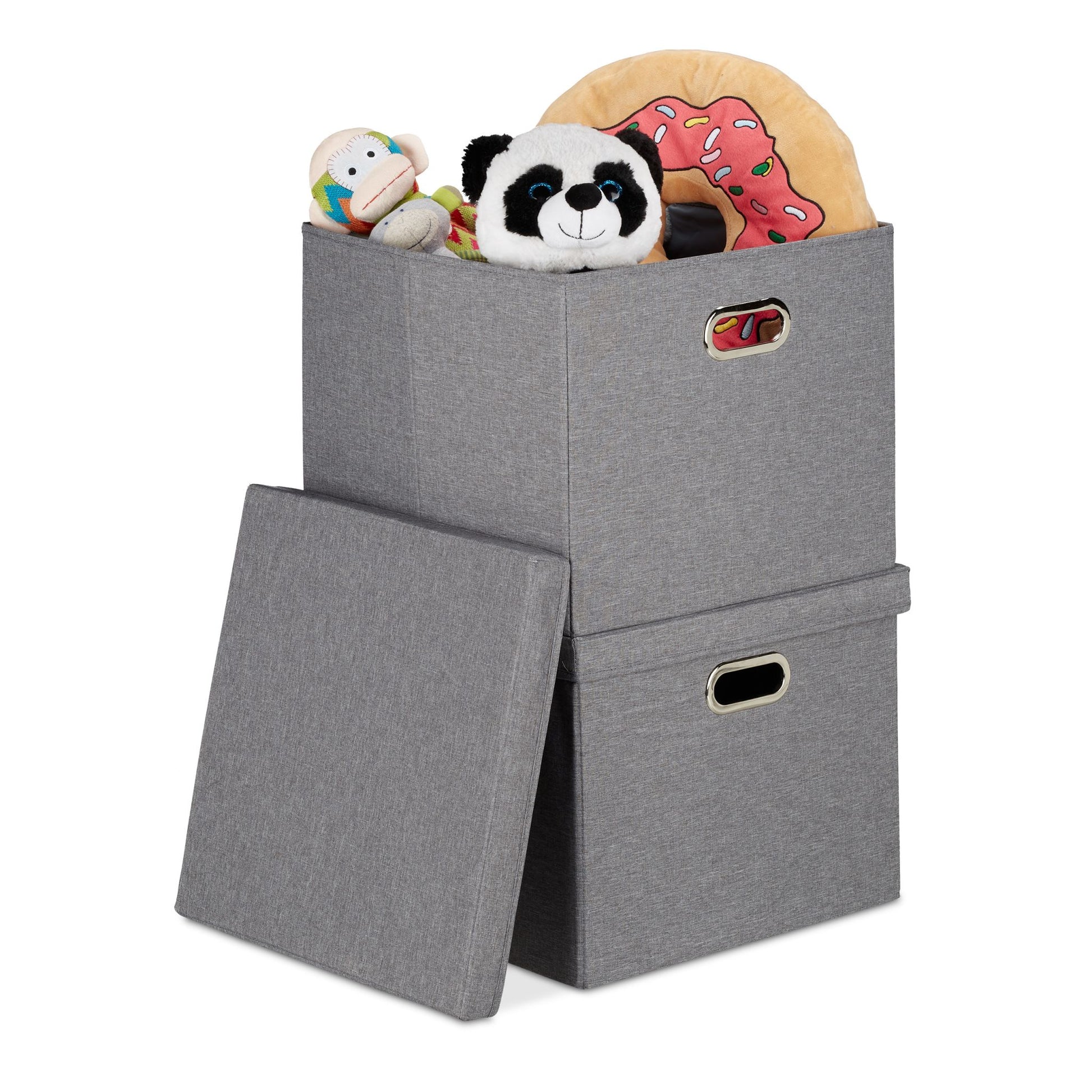 Aufbewahrungsbox quadratisch 2er-Set Grau von Relaxdays