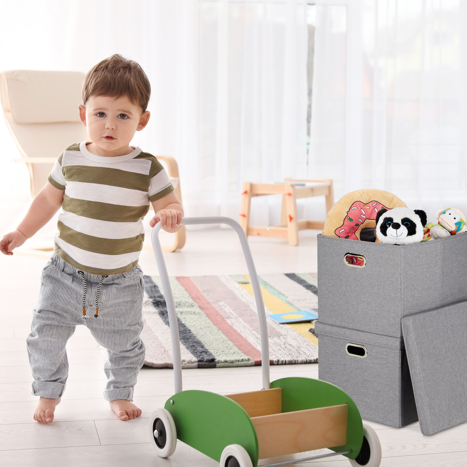 Aufbewahrungsbox quadratisch 2er-Set Grau von Relaxdays