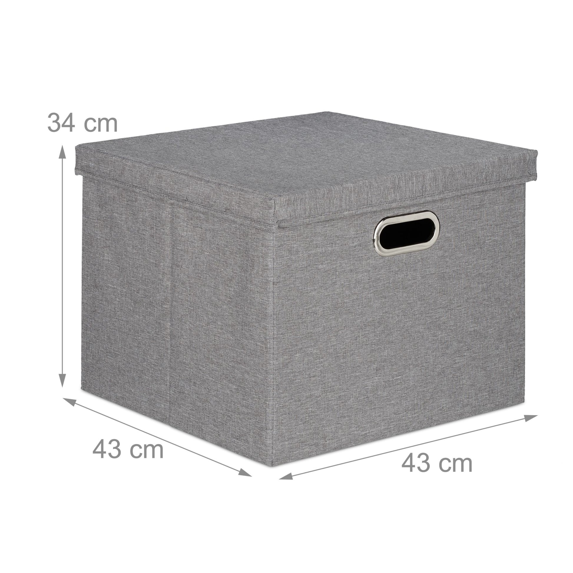Aufbewahrungsbox quadratisch 2er-Set Grau von Relaxdays