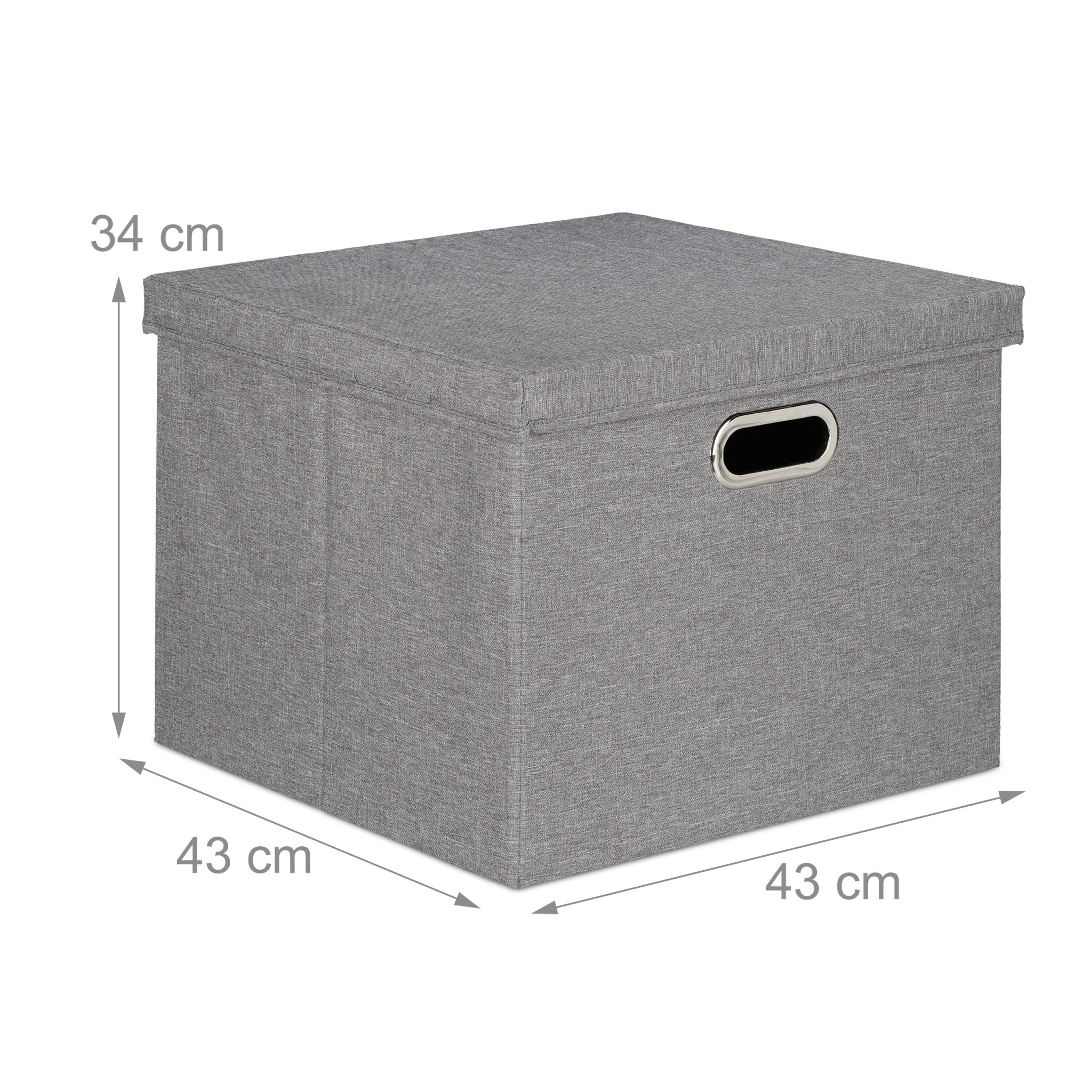 Aufbewahrungsbox quadratisch 2er-Set Grau von Relaxdays