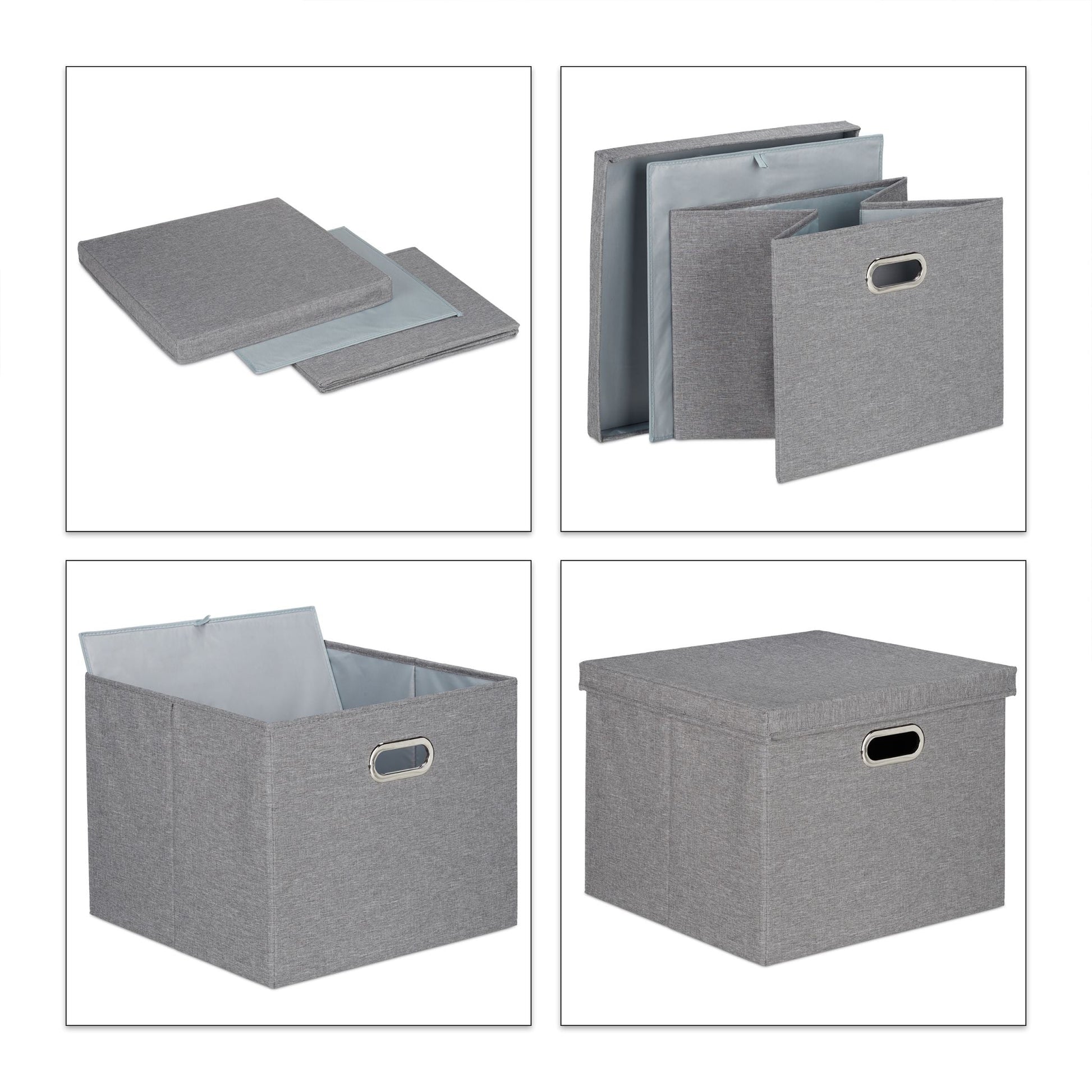 Aufbewahrungsbox quadratisch 2er-Set Grau von Relaxdays