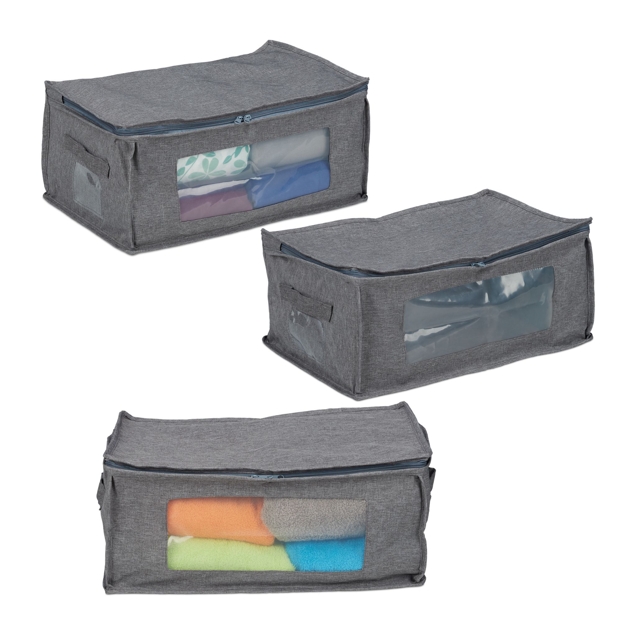 Aufbewahrungstasche 3er-Set Grau von Relaxdays