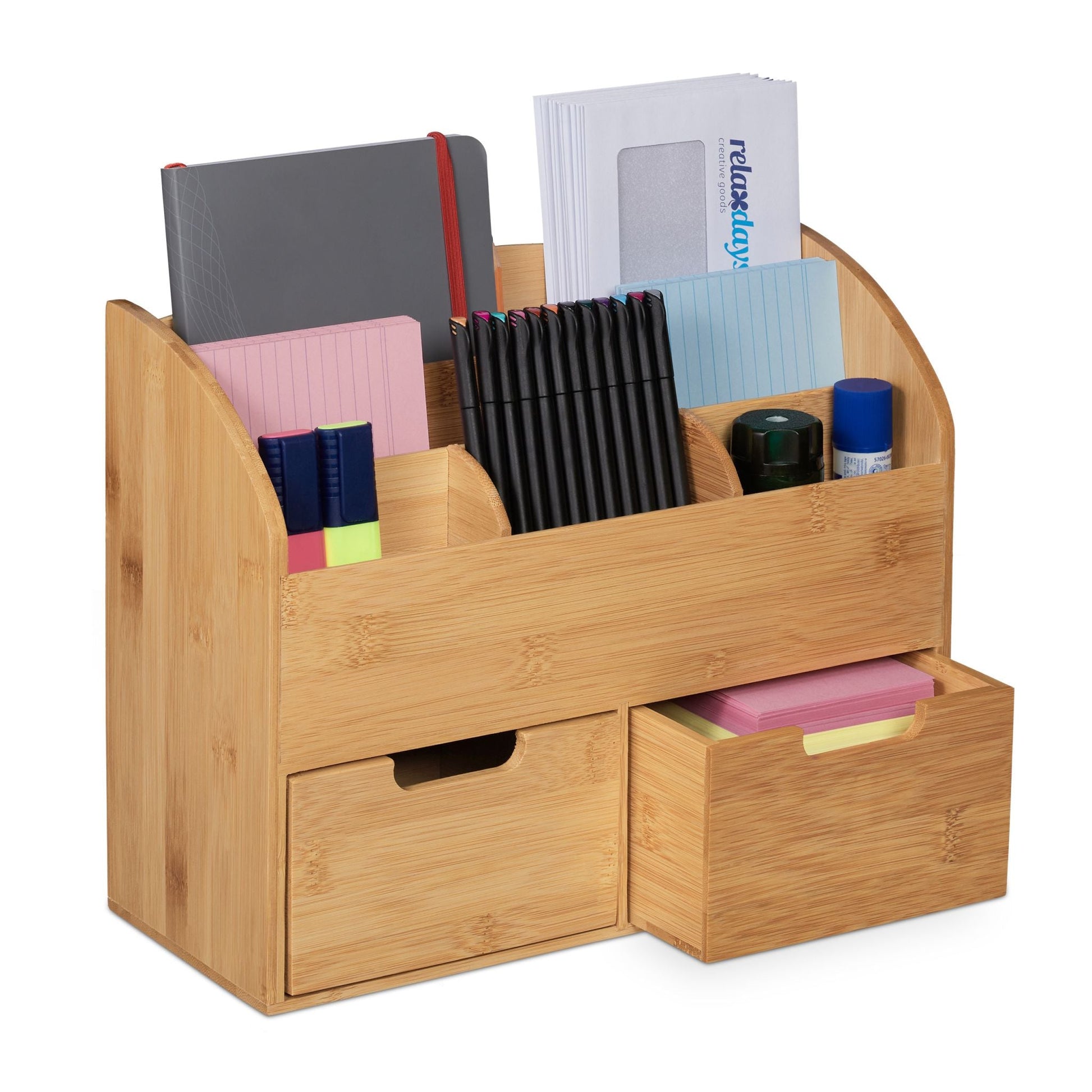 Schreibtisch Organizer mit Schubladen Hellbraun von Relaxdays