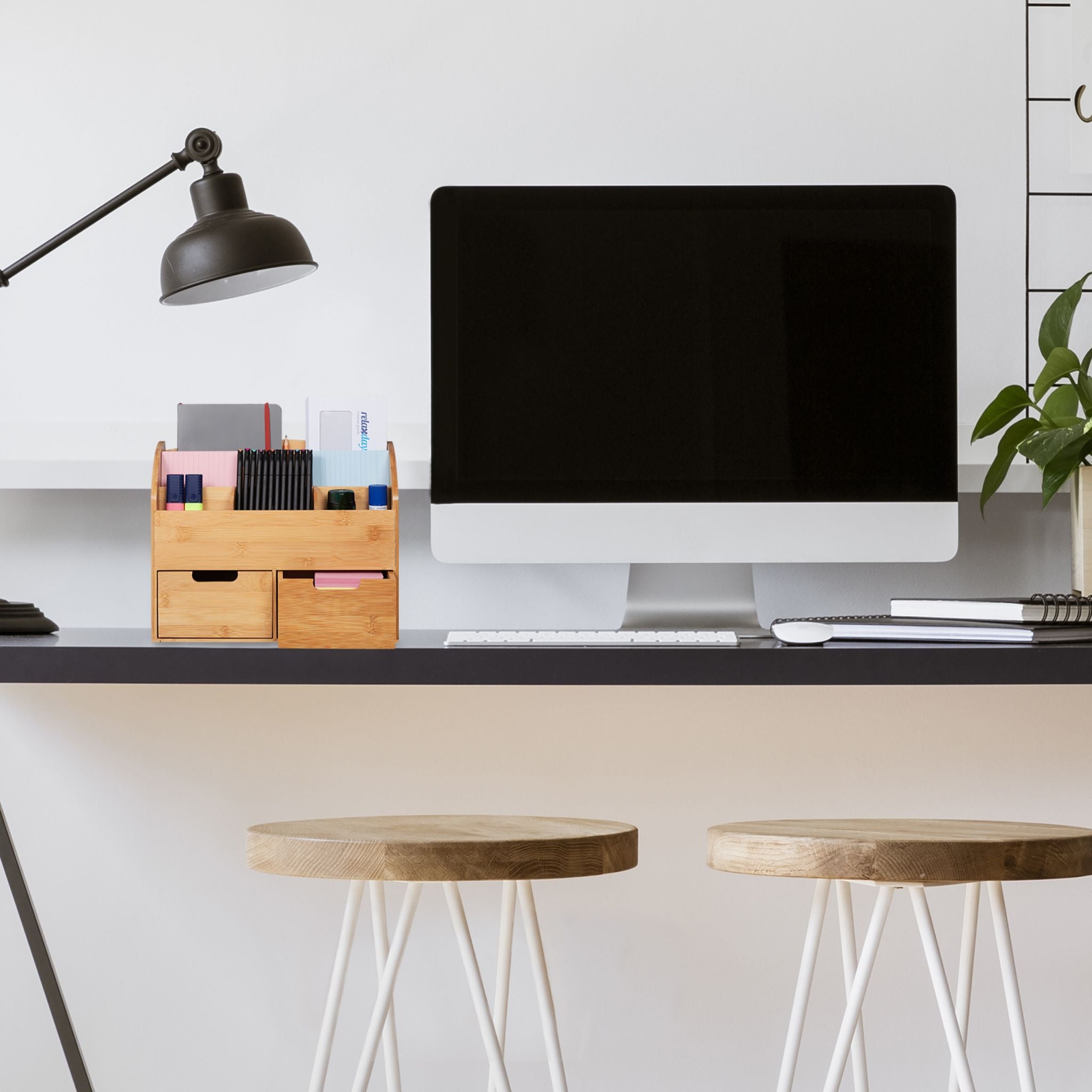 Schreibtisch Organizer mit Schubladen Hellbraun von Relaxdays