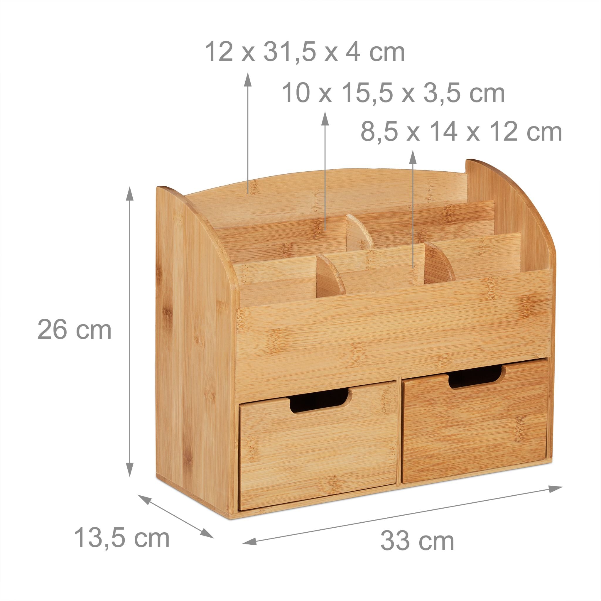 Schreibtisch Organizer mit Schubladen Hellbraun von Relaxdays