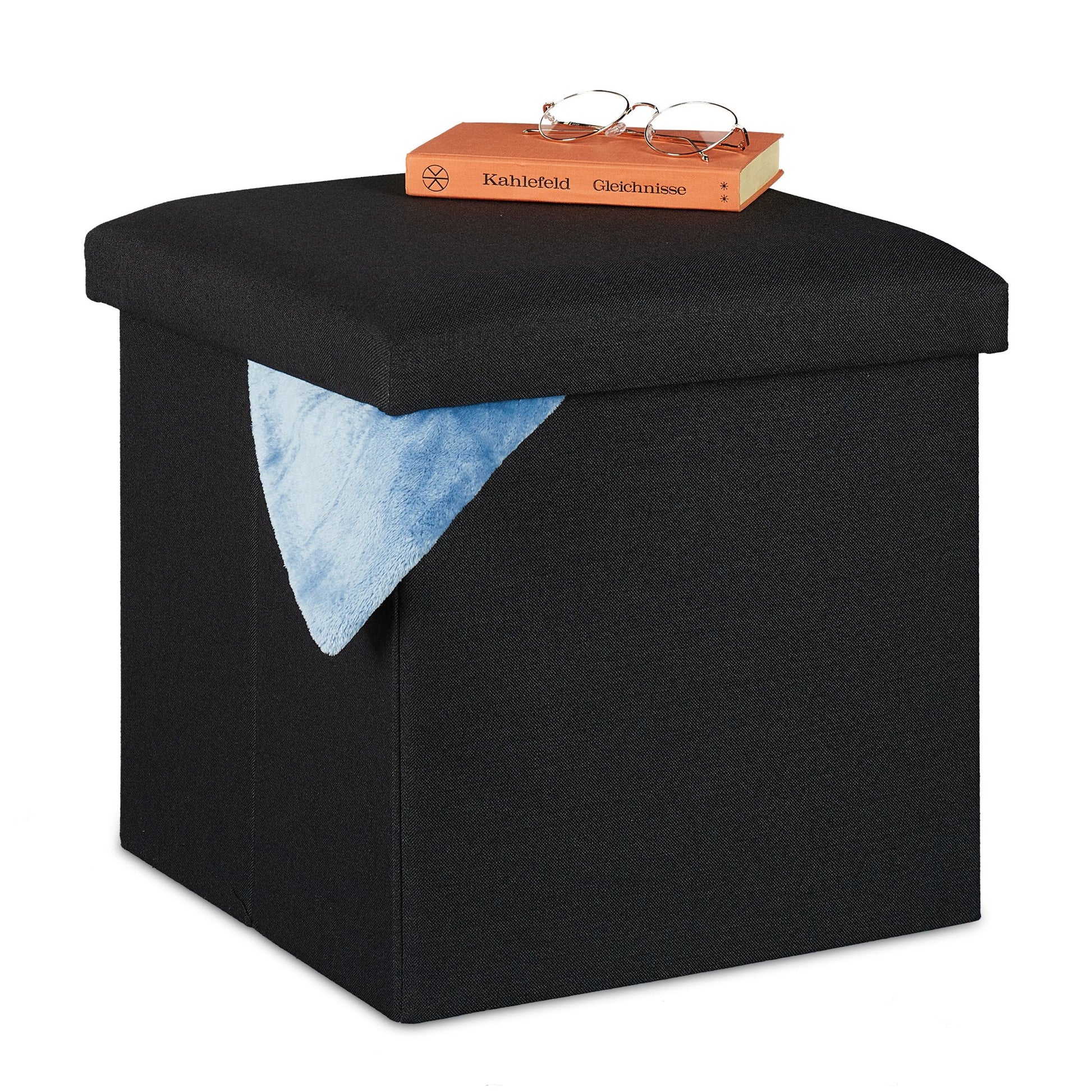 Sitzhocker mit Stauraum Schwarz von Relaxdays