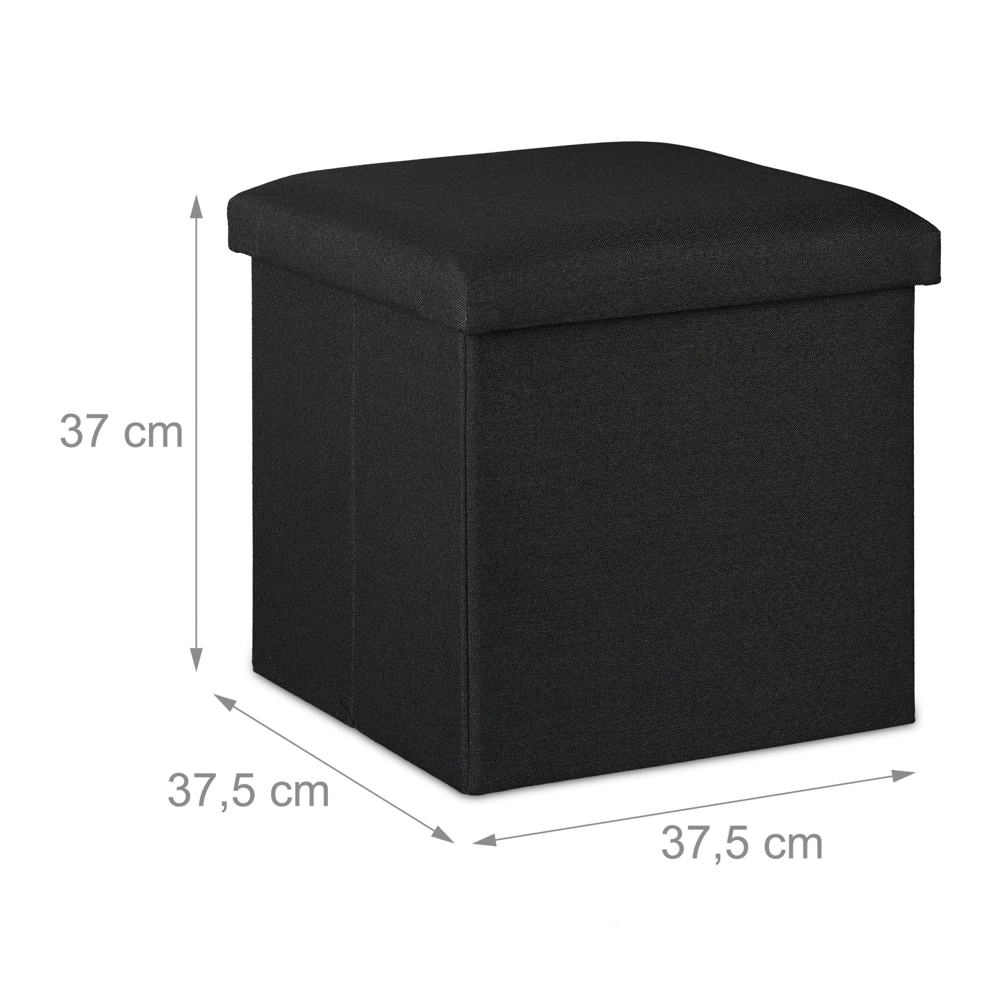 Sitzhocker mit Stauraum Schwarz von Relaxdays