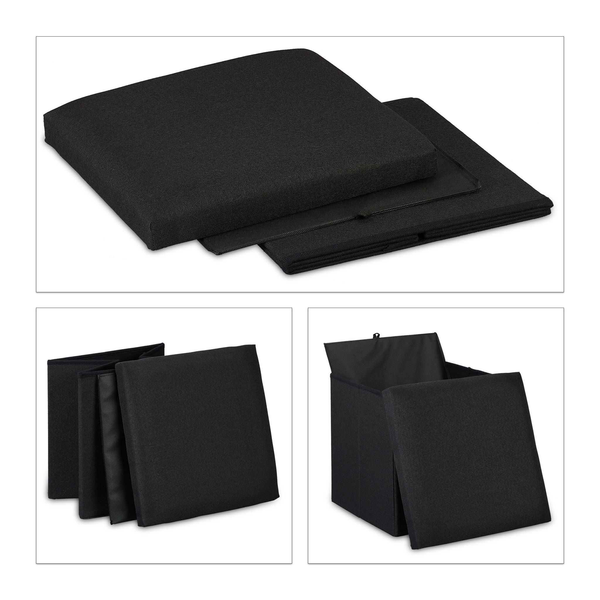 Sitzhocker mit Stauraum Schwarz von Relaxdays