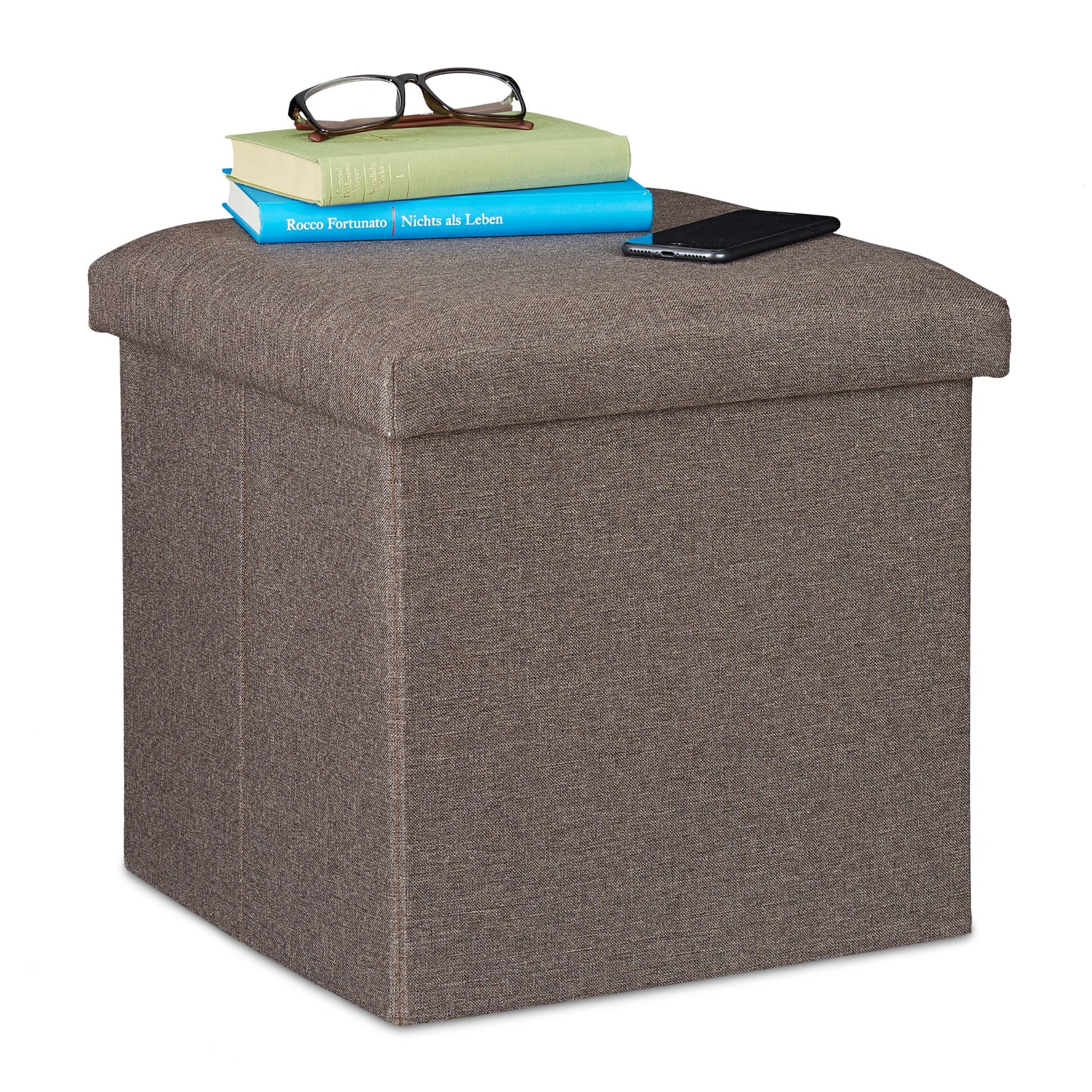 Sitzhocker mit Stauraum Anthrazit von Relaxdays