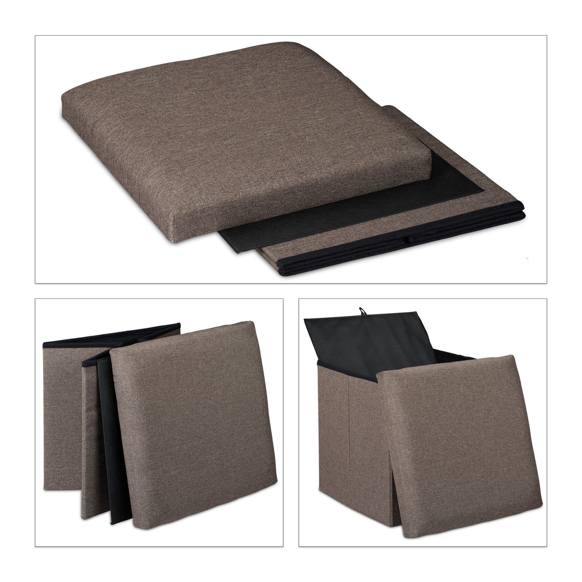 Sitzhocker mit Stauraum Anthrazit von Relaxdays