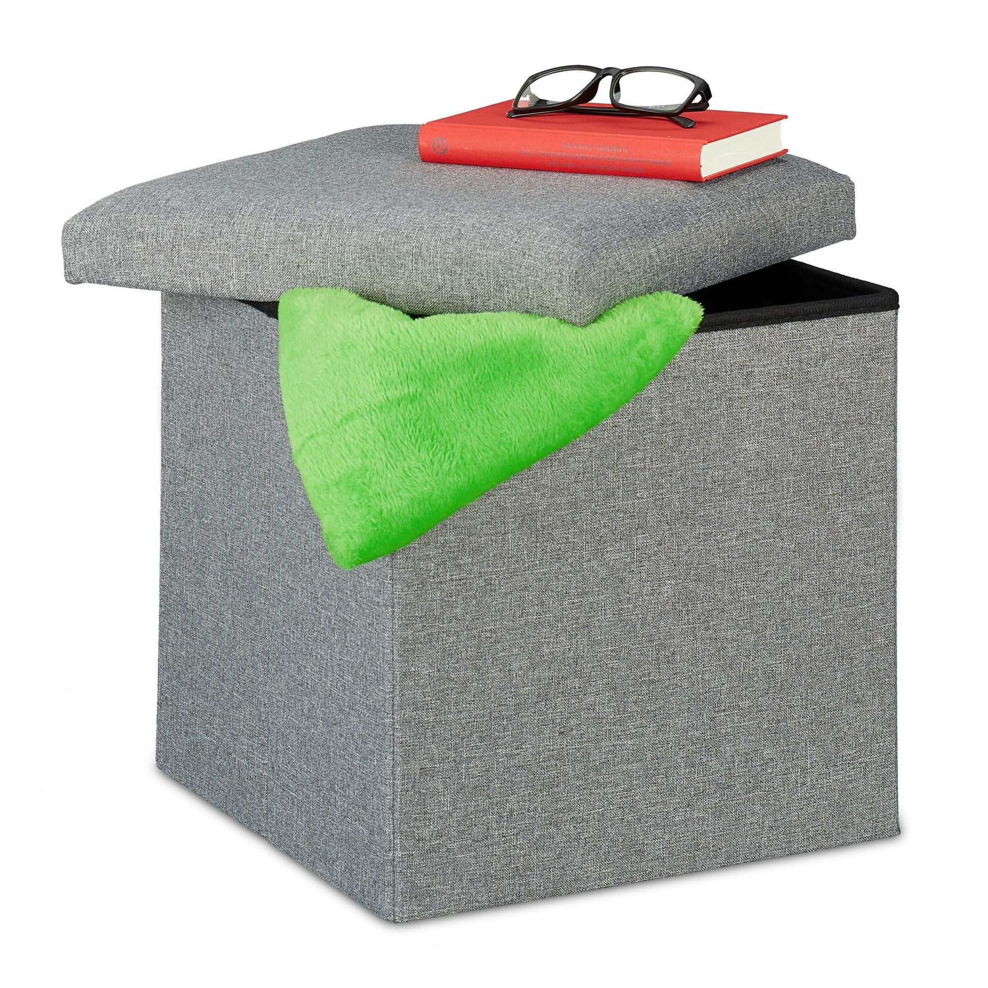 Sitzhocker mit Stauraum Grau von Relaxdays