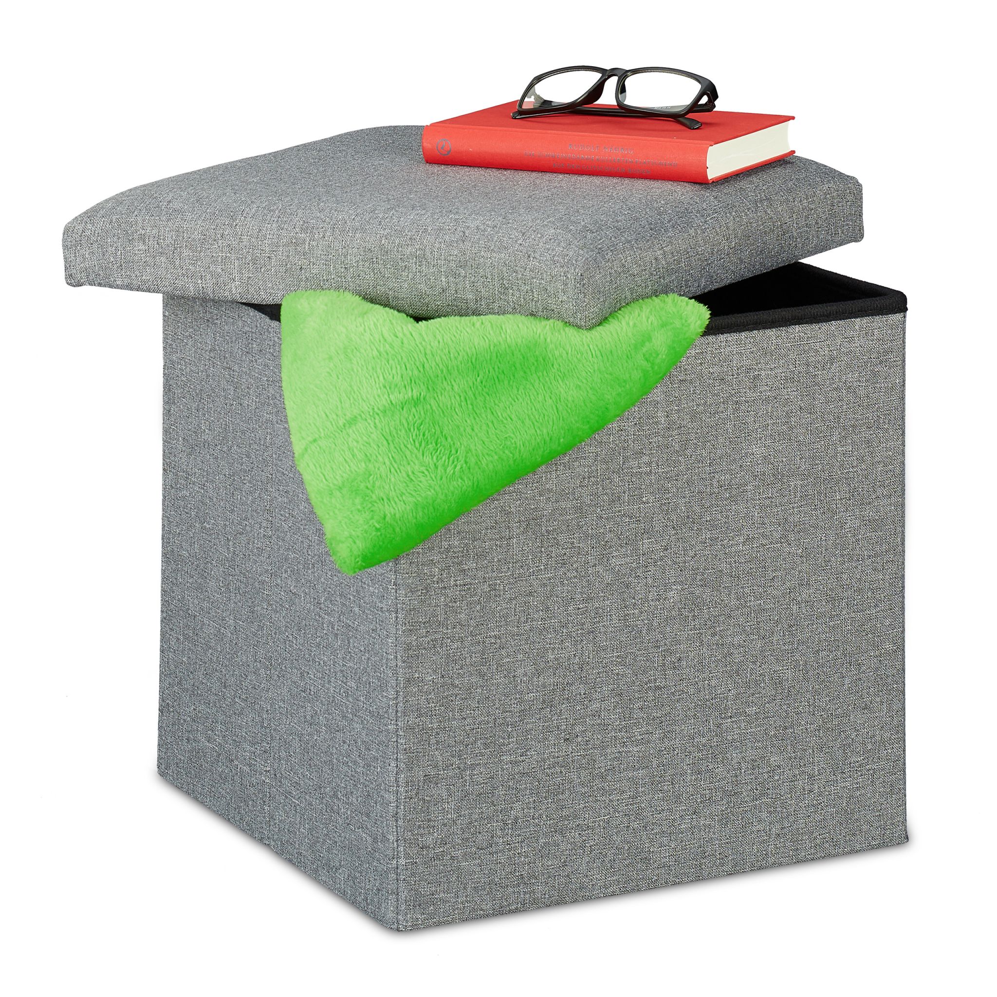 Sitzhocker mit Stauraum Grau von Relaxdays