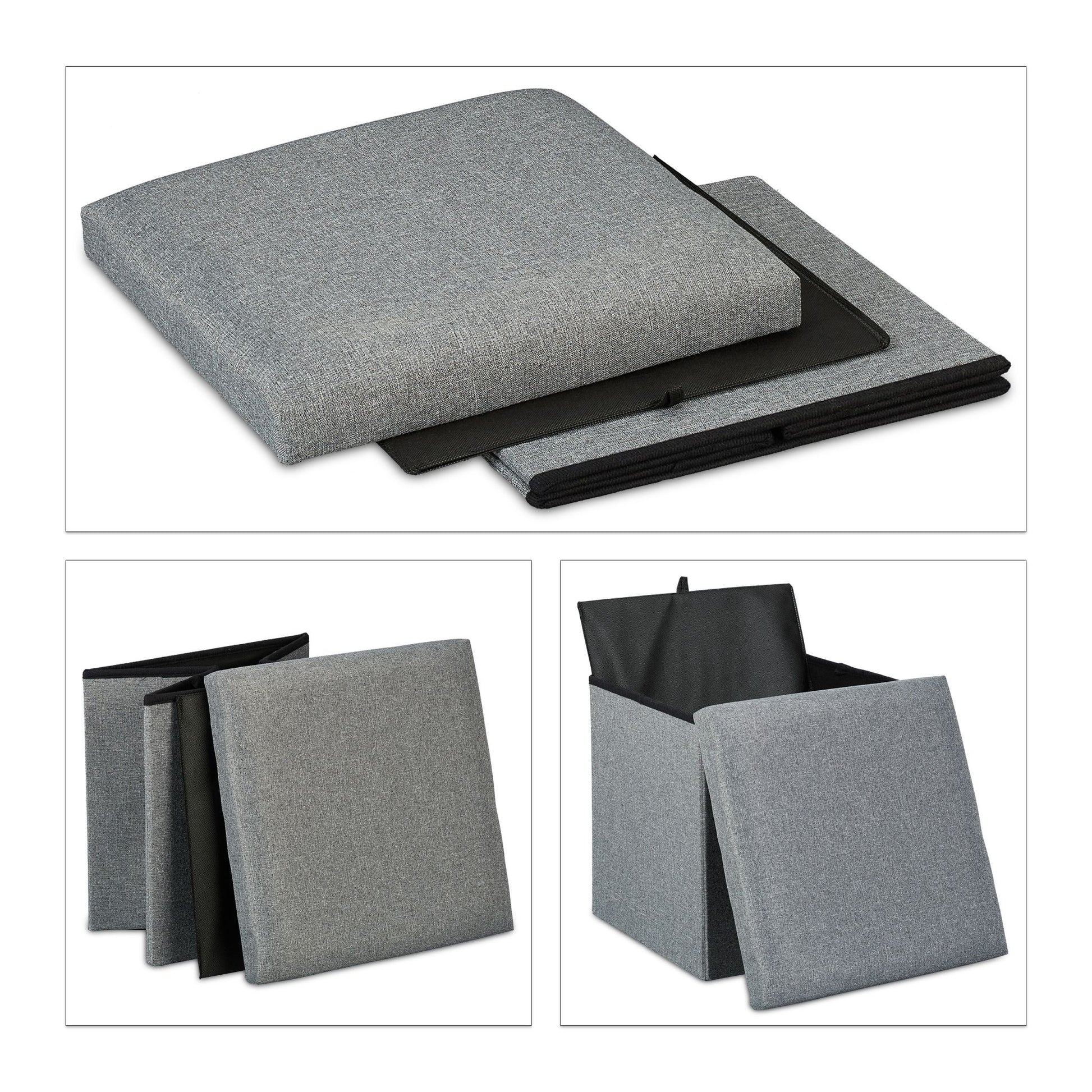 Sitzhocker mit Stauraum Grau von Relaxdays