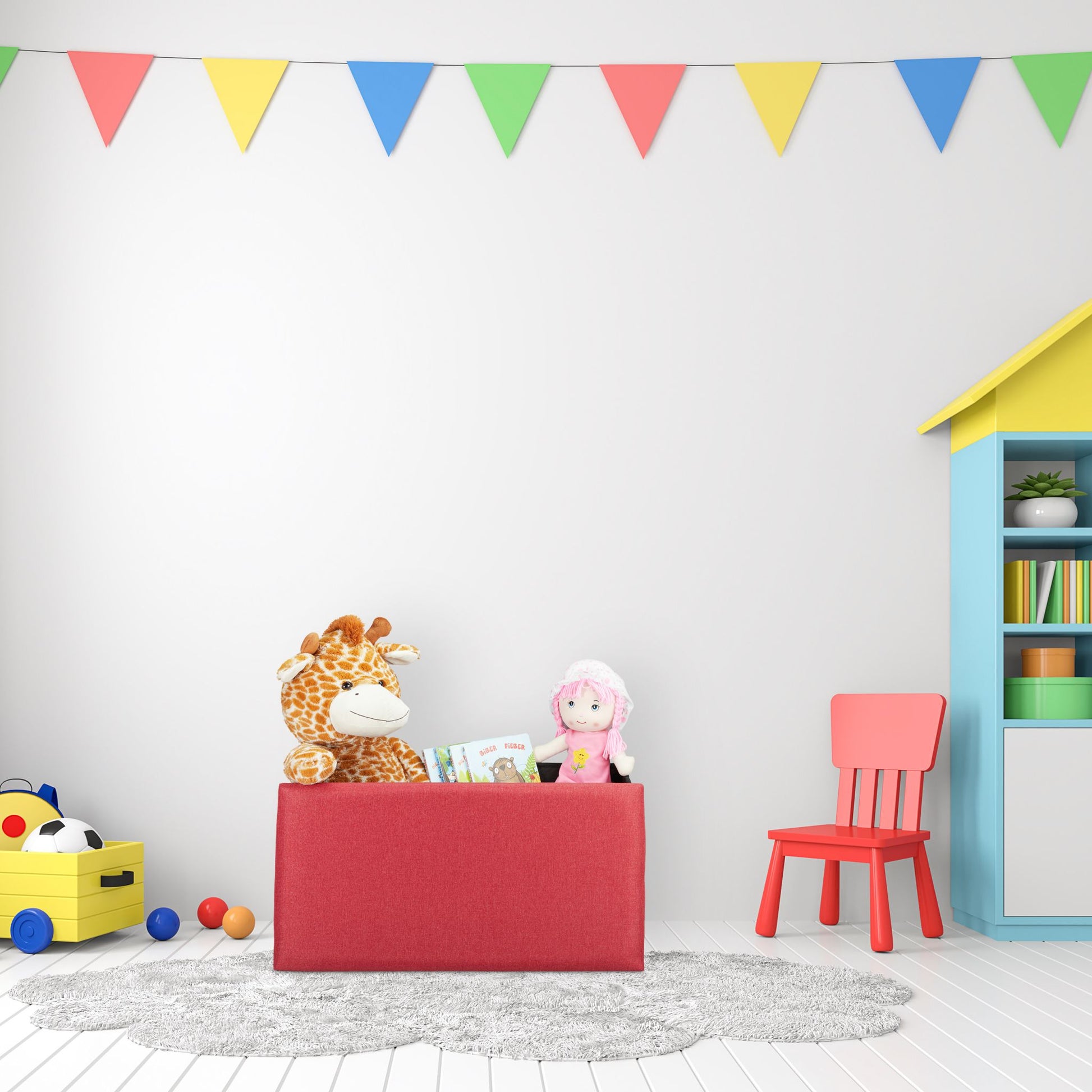 Sitzbank Leinen-Optik Weiss von Relaxdays