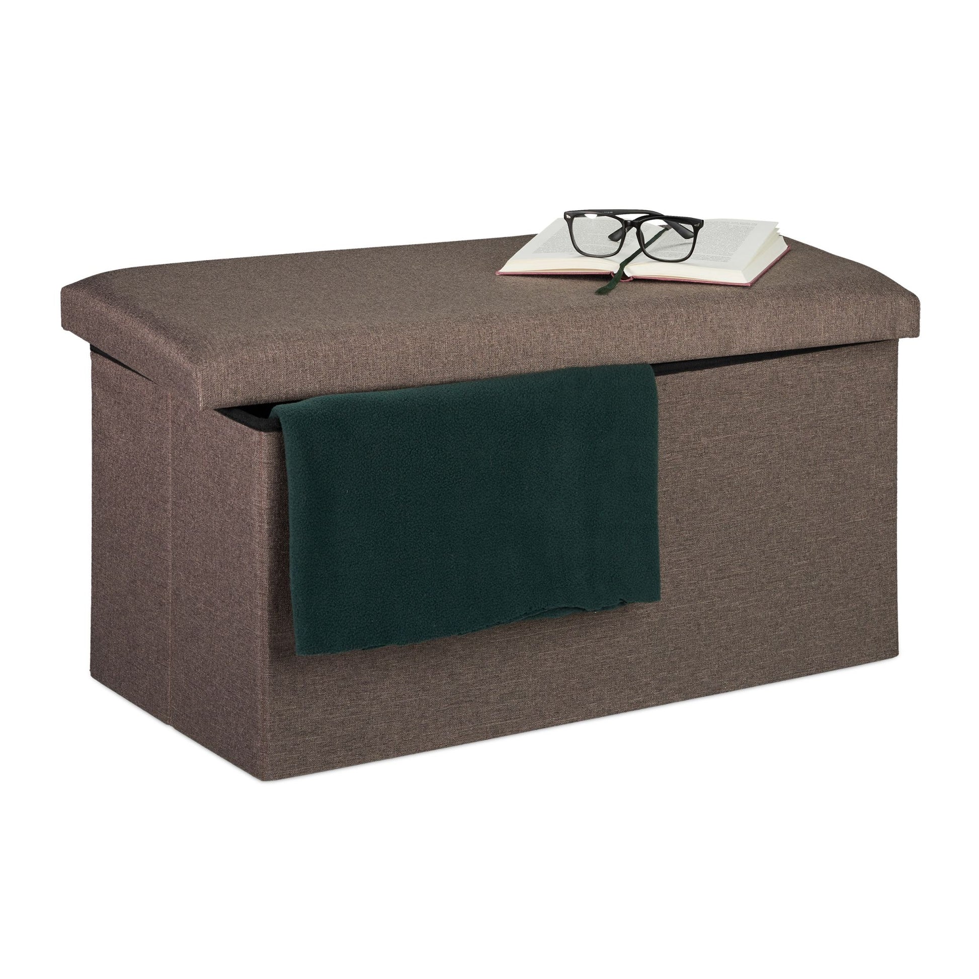 Sitzbank Leinen-Optik Anthrazit von Relaxdays