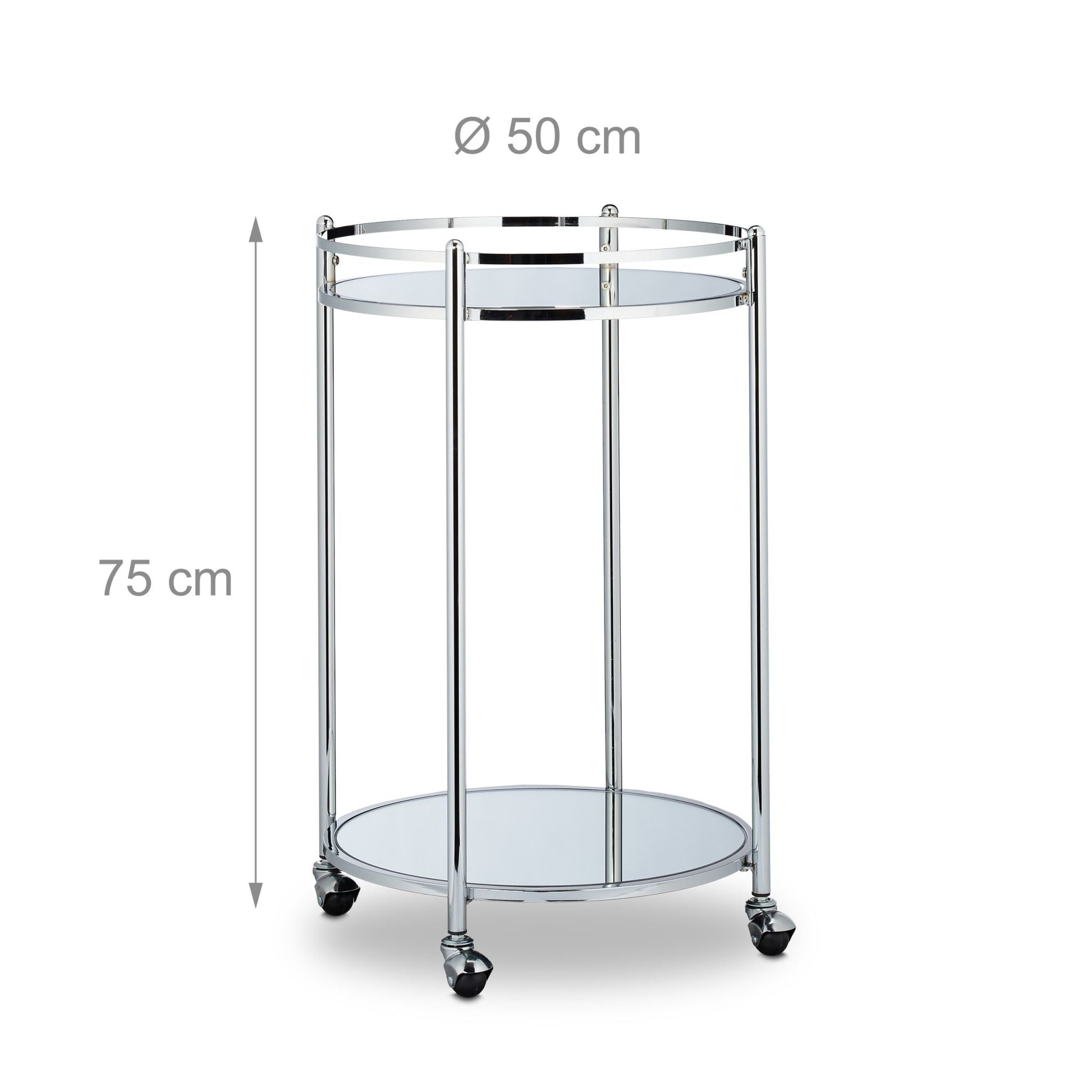 Servierwagen rund Silber Silber-Transparent von Relaxdays