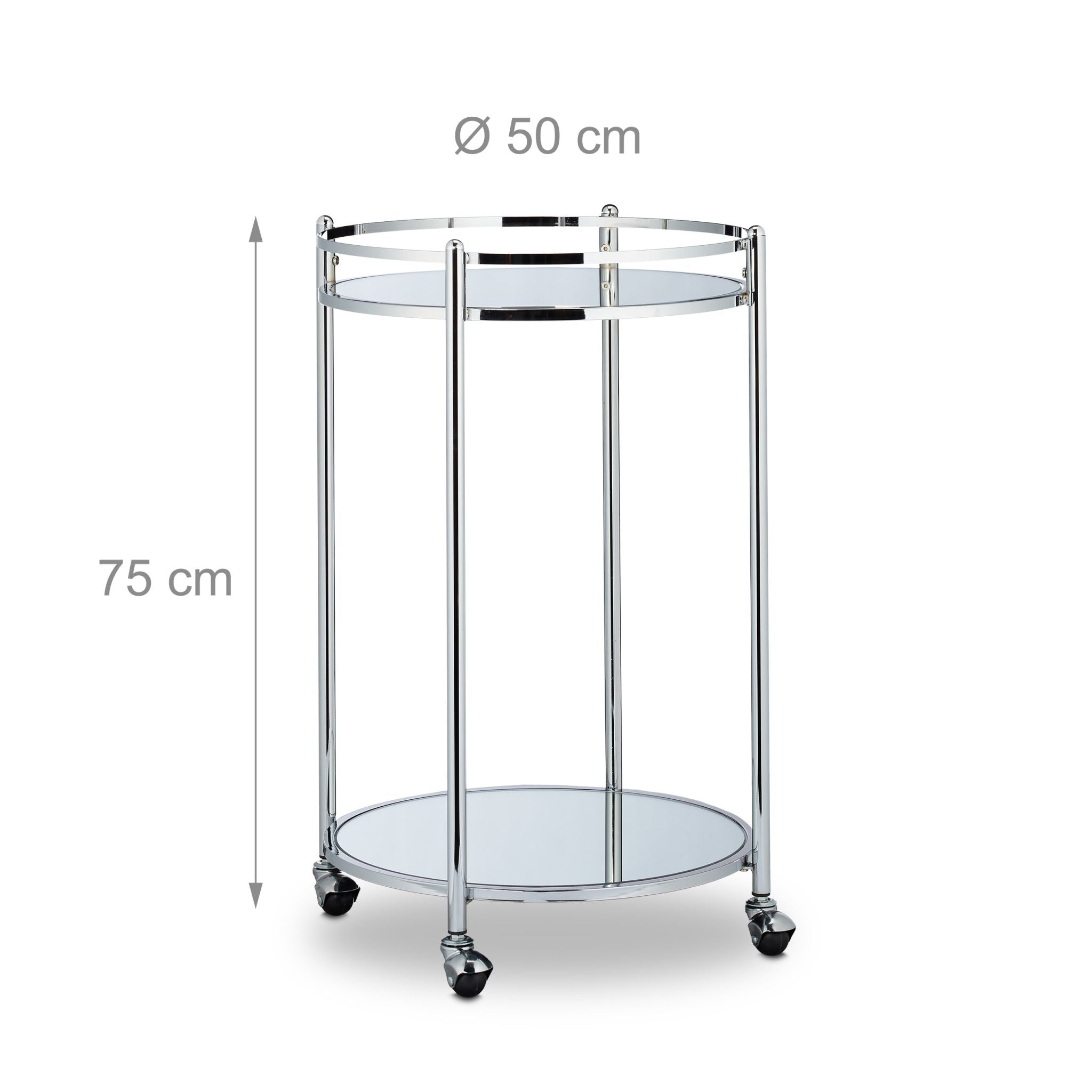 Servierwagen rund Silber Silber-Transparent von Relaxdays
