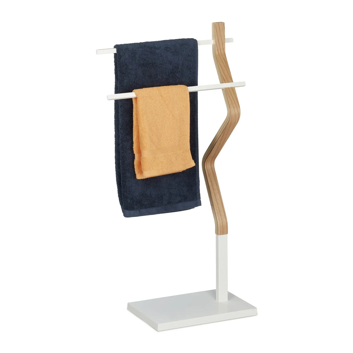 Handtuchhalter stehend Weiss-Hellbraun von Relaxdays
