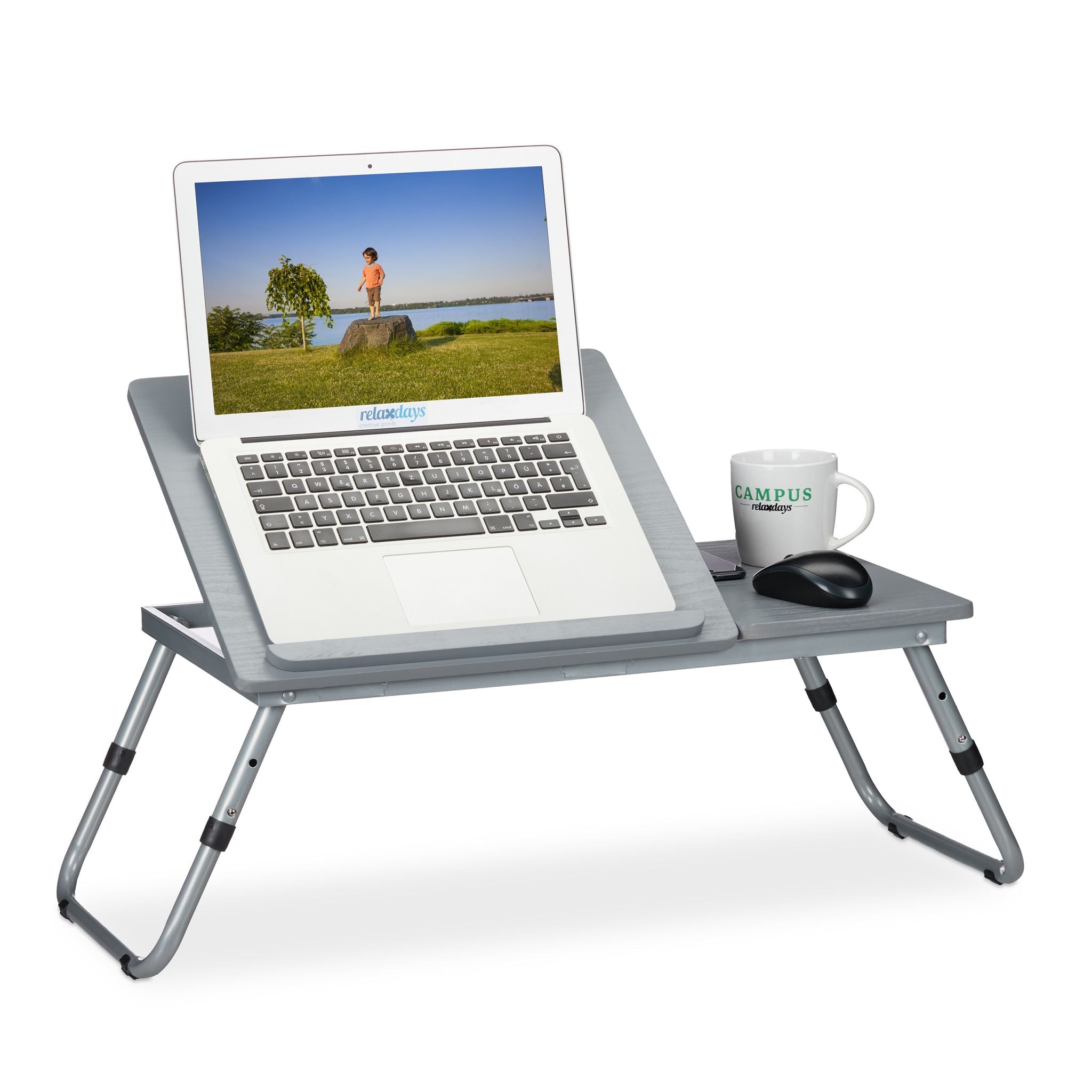 Grauer Laptoptisch höhenverstellbar Grau von Relaxdays