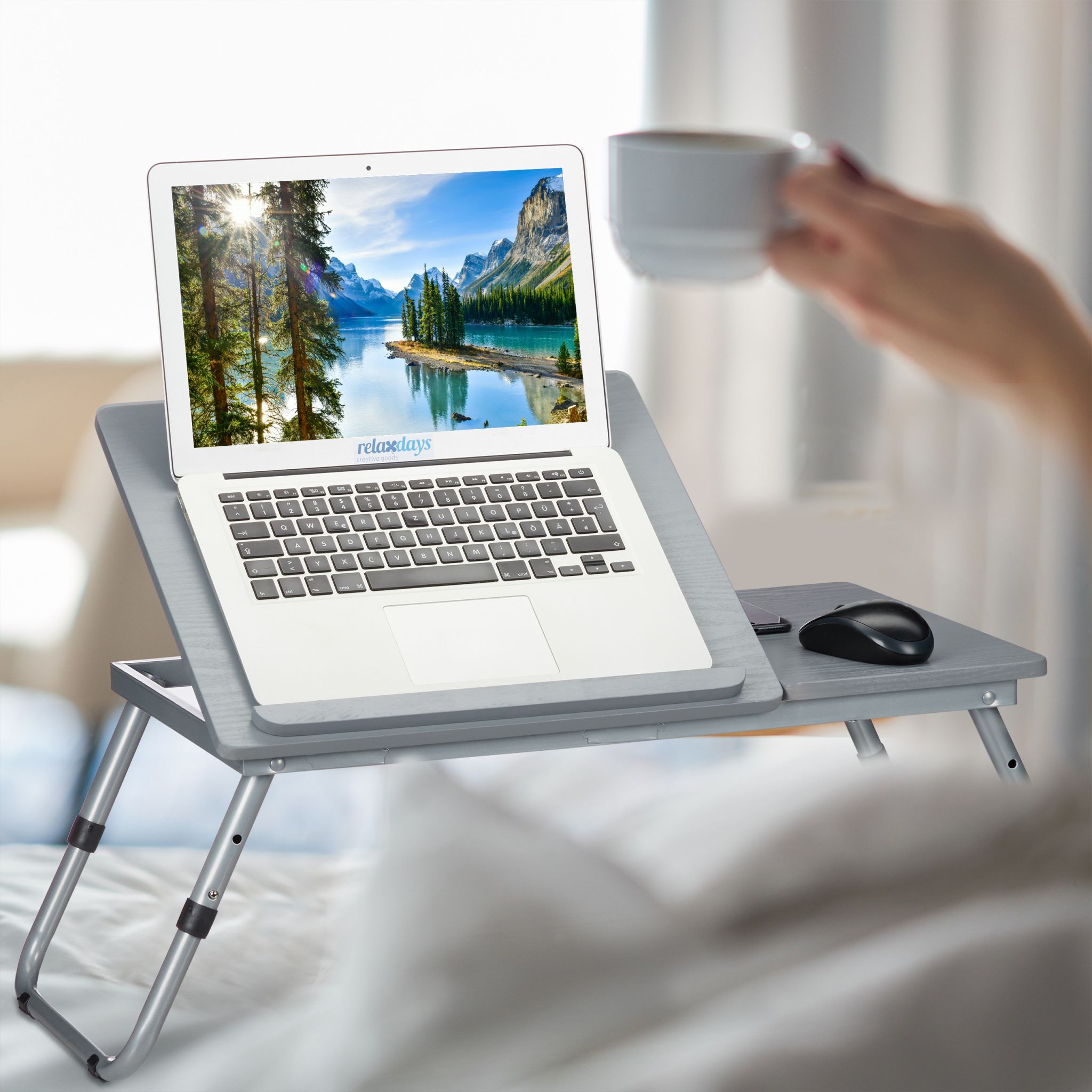 Grauer Laptoptisch höhenverstellbar Grau von Relaxdays