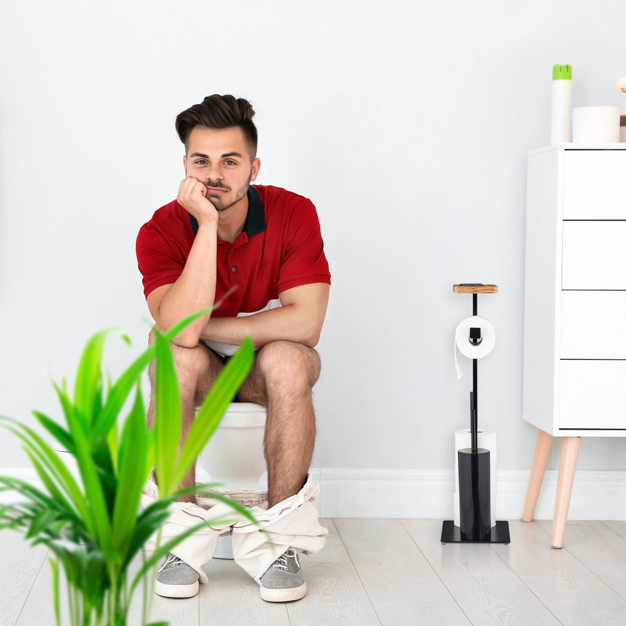 WC Garnitur 3in1 mit Ablage Hellbraun-Schwarz