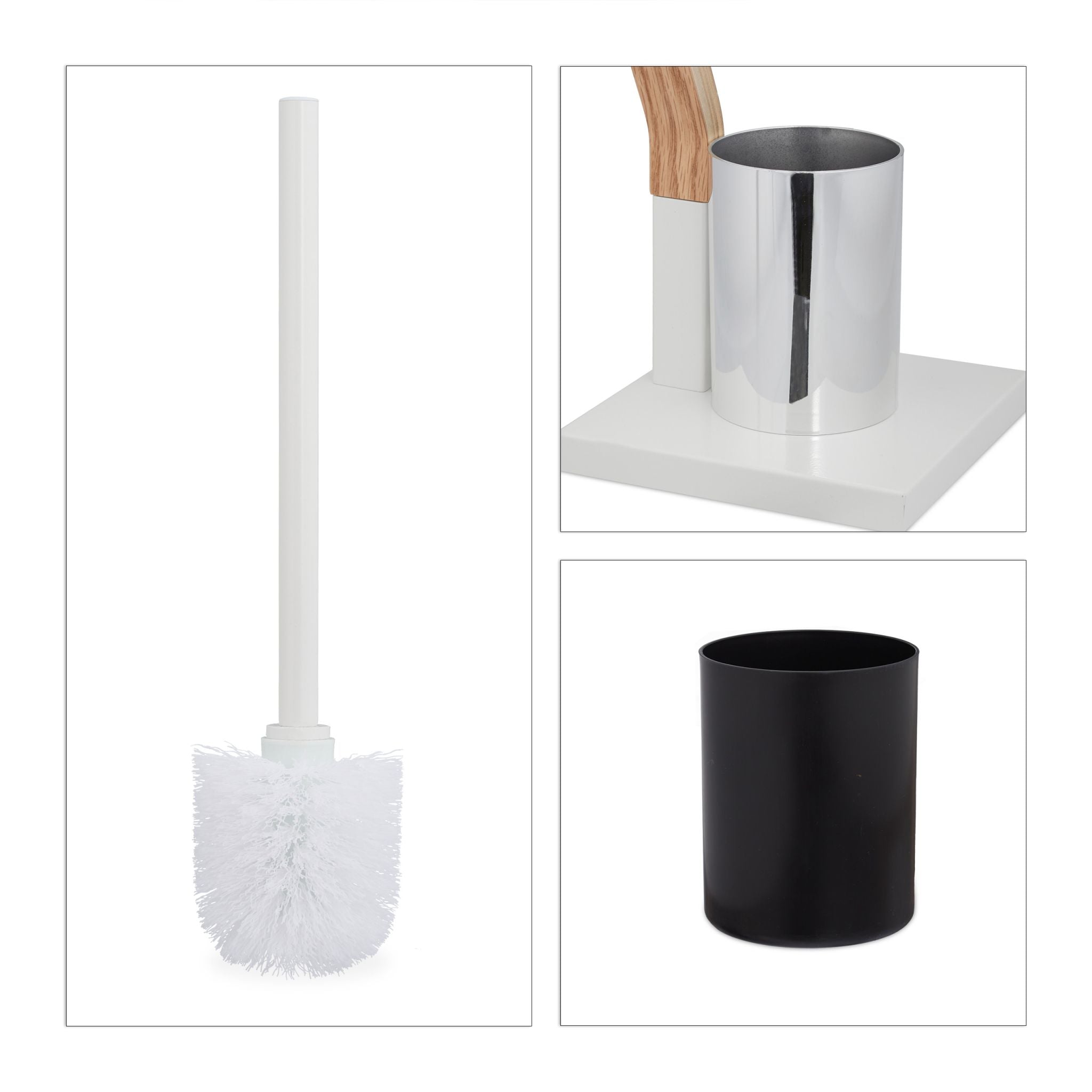 WC Garnitur stehend weiss Hellbraun-Silber
