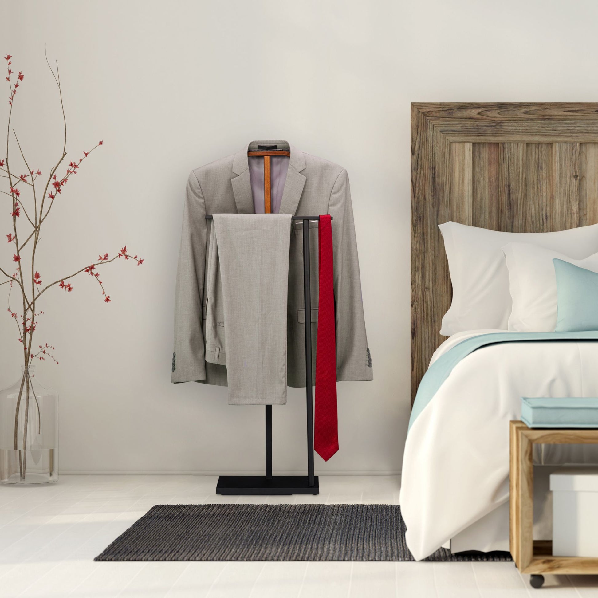 Herrendiener Materialmix Braun-Schwarz von Relaxdays