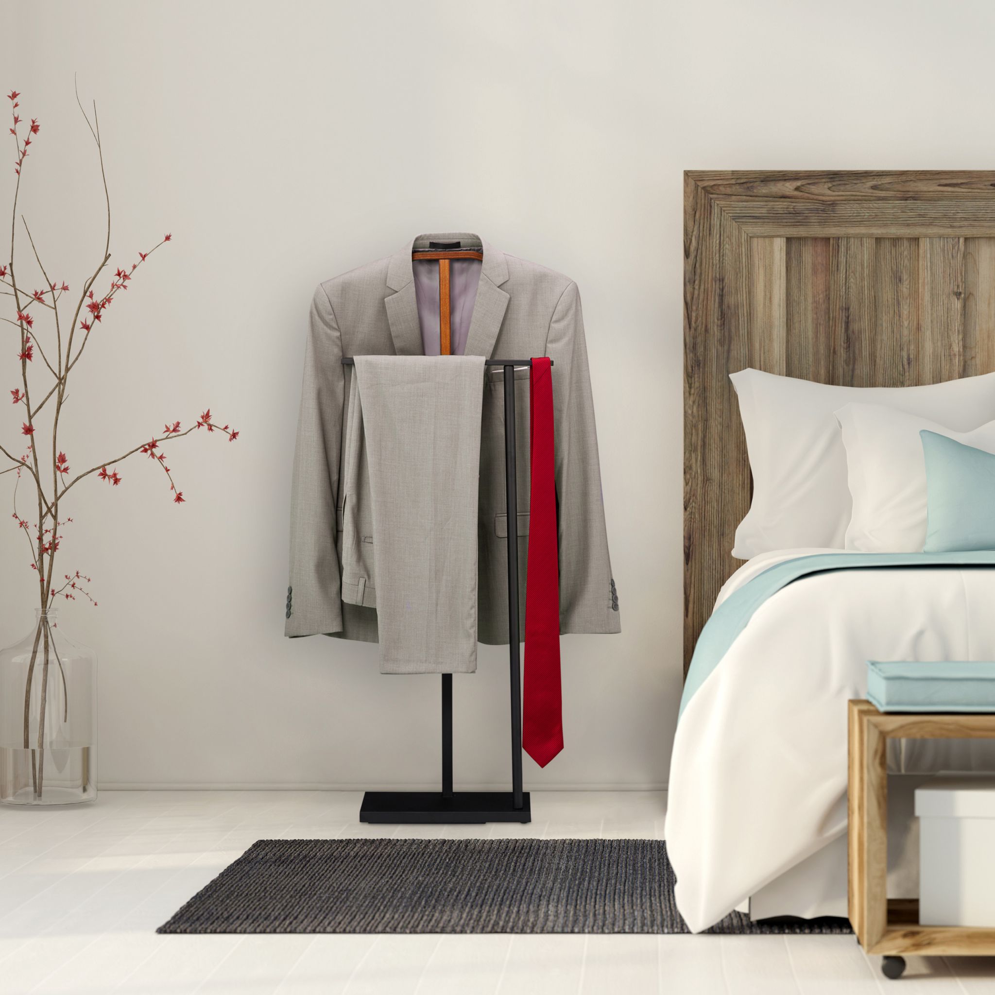 Herrendiener Materialmix Braun-Schwarz von Relaxdays