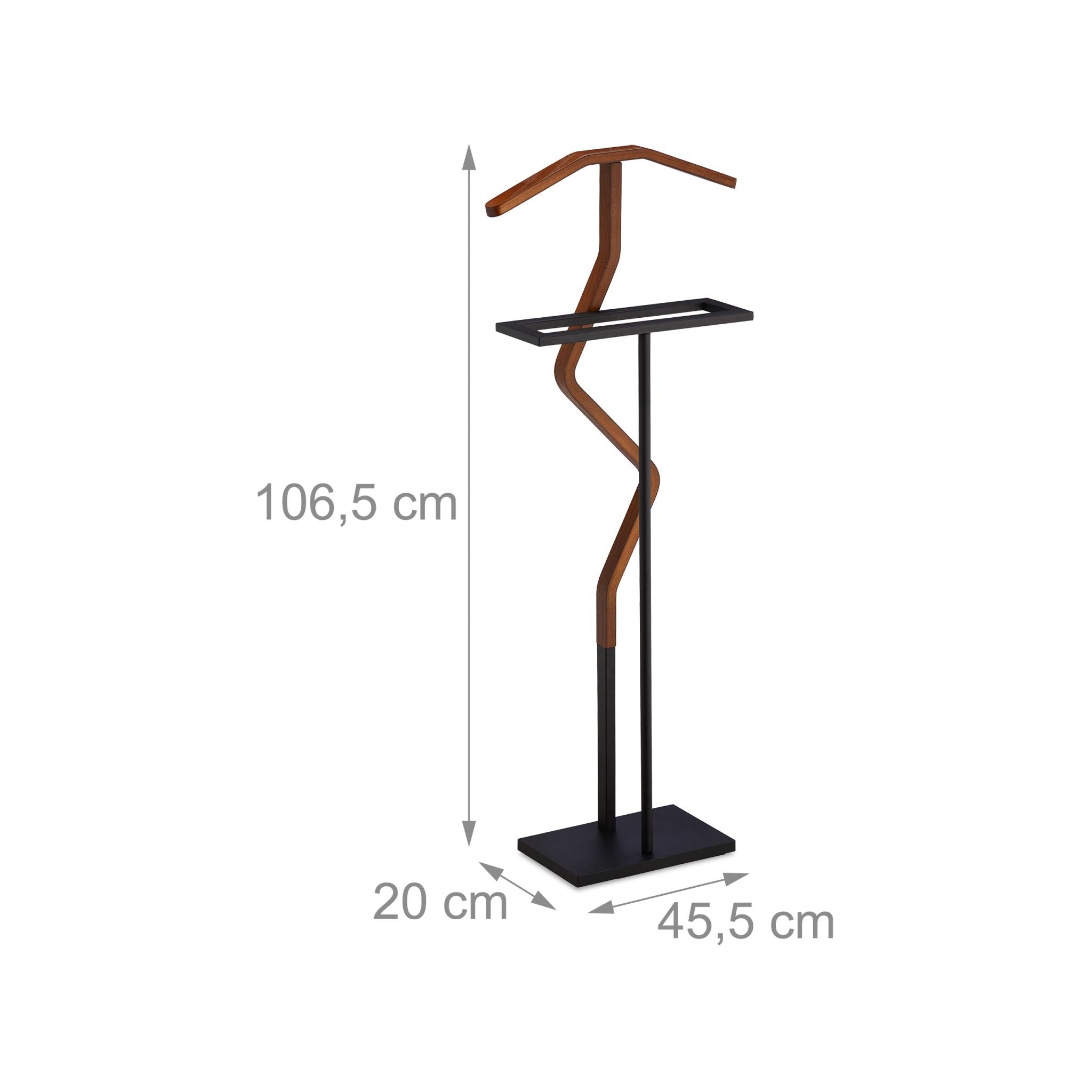 Herrendiener Holz & Metall Braun-Schwarz von Relaxdays