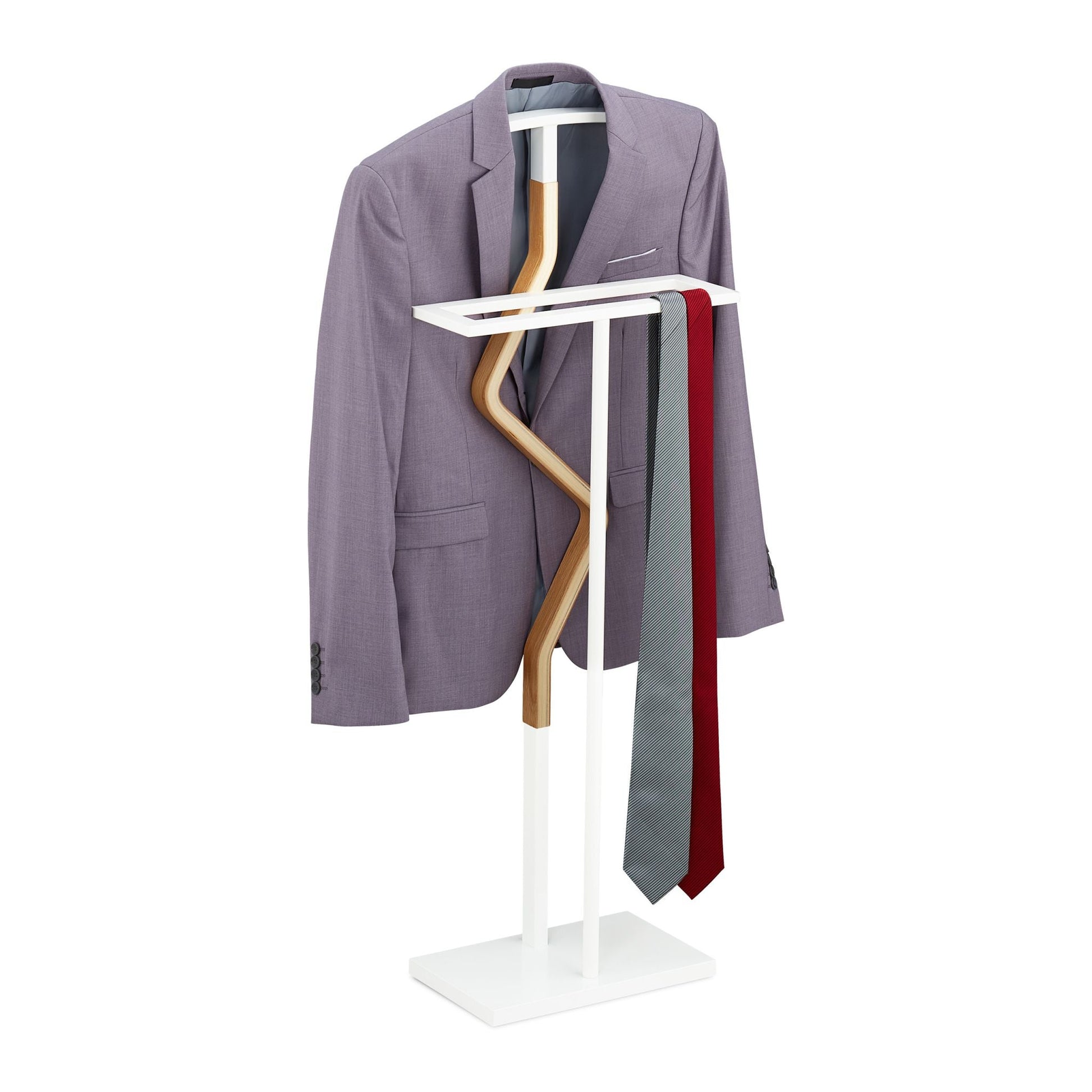 Herrendiener Holz & Metall weiss Weiss-Hellbraun von Relaxdays