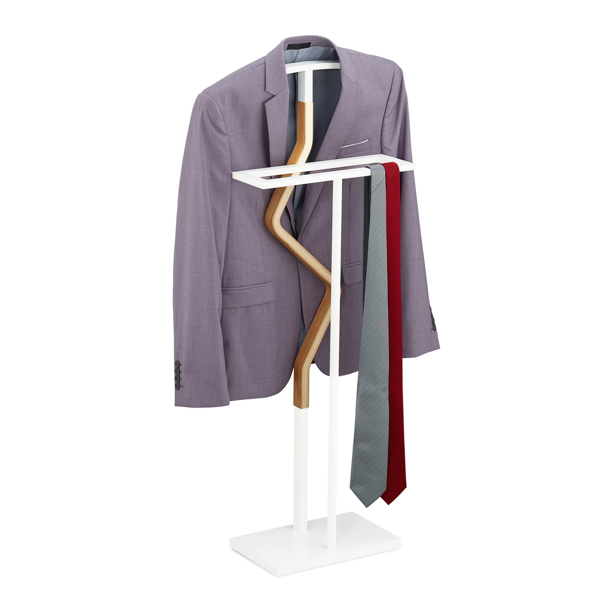 Herrendiener Holz & Metall weiss Weiss-Hellbraun von Relaxdays