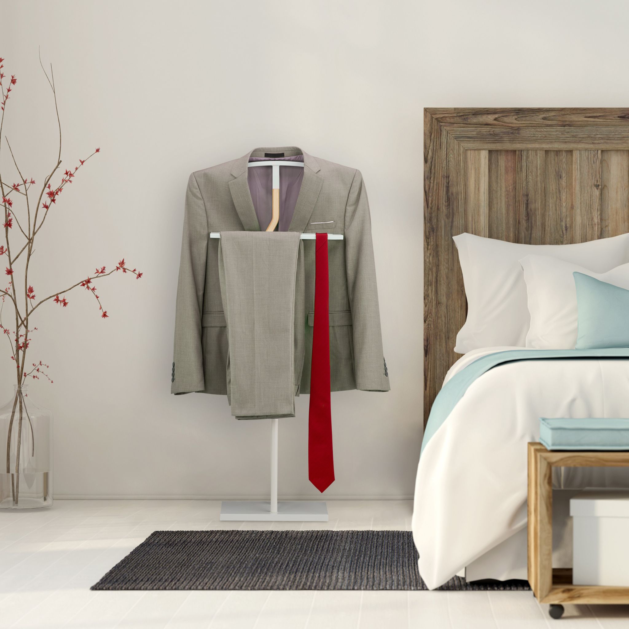 Herrendiener Holz & Metall weiss Weiss-Hellbraun von Relaxdays