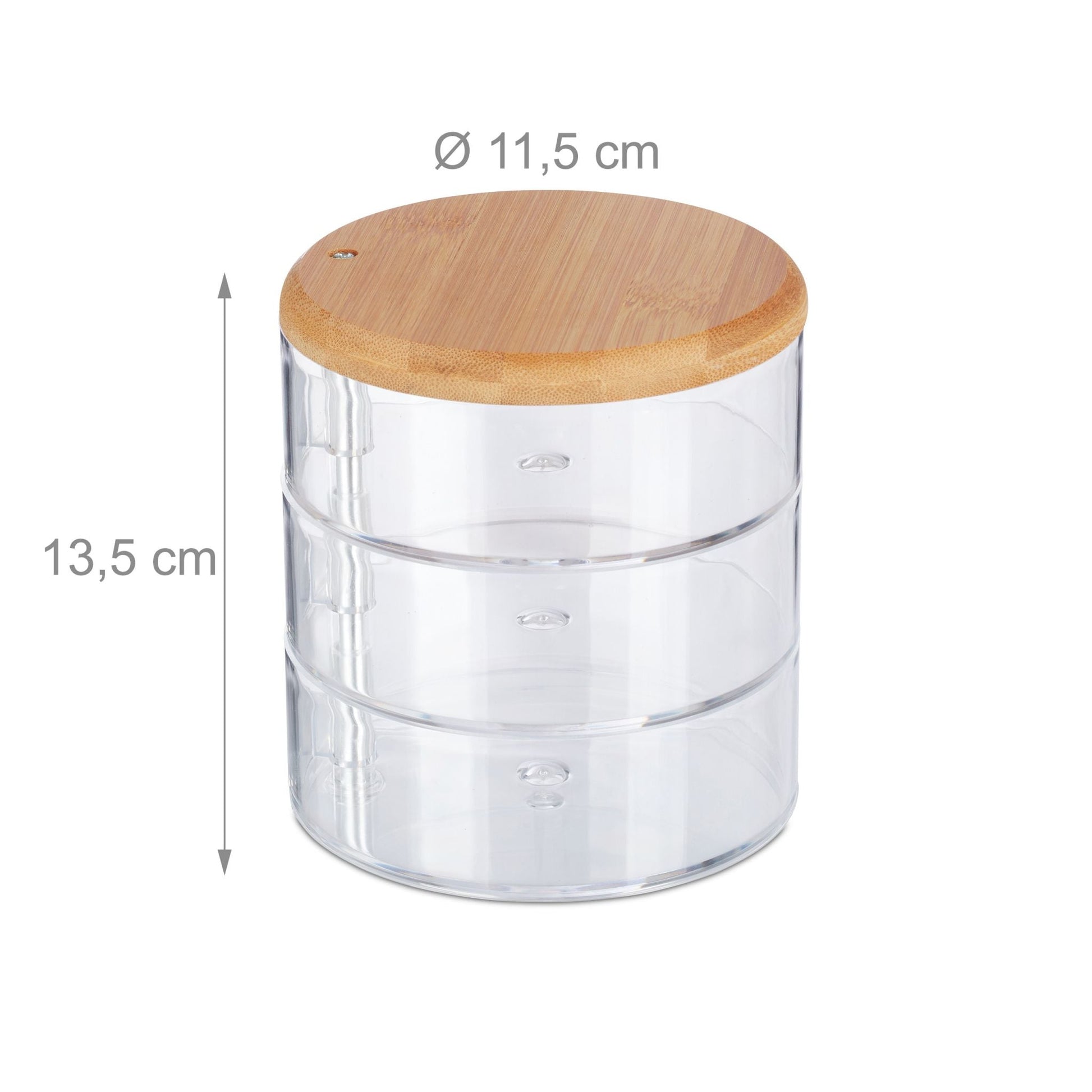 Make Up Organizer mit 3 Fächern Hellbraun-Transparent von Relaxdays