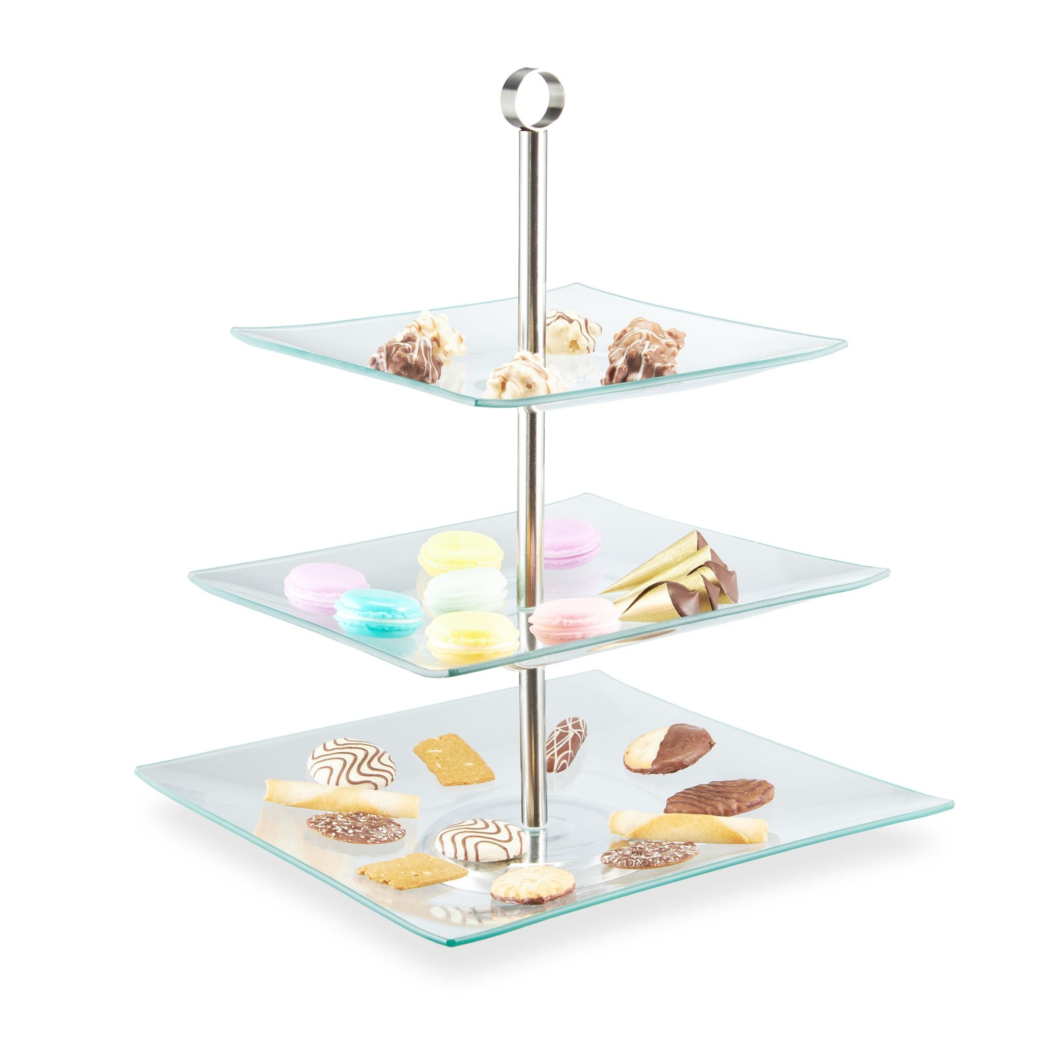 Etagere 3 Etagen Silber-Transparent von Relaxdays