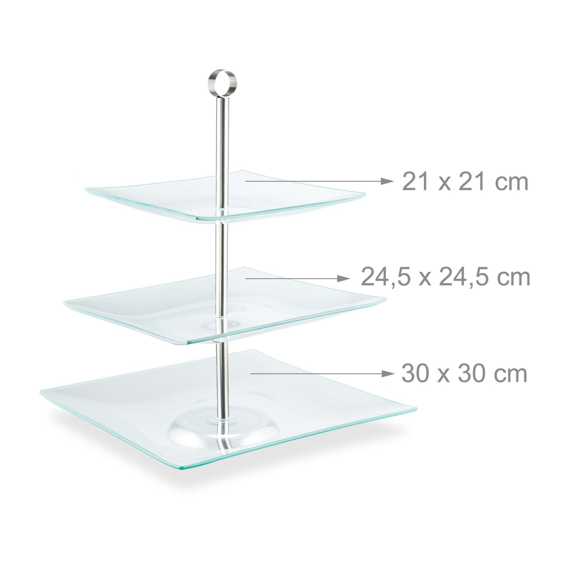 Etagere 3 Etagen Silber-Transparent von Relaxdays