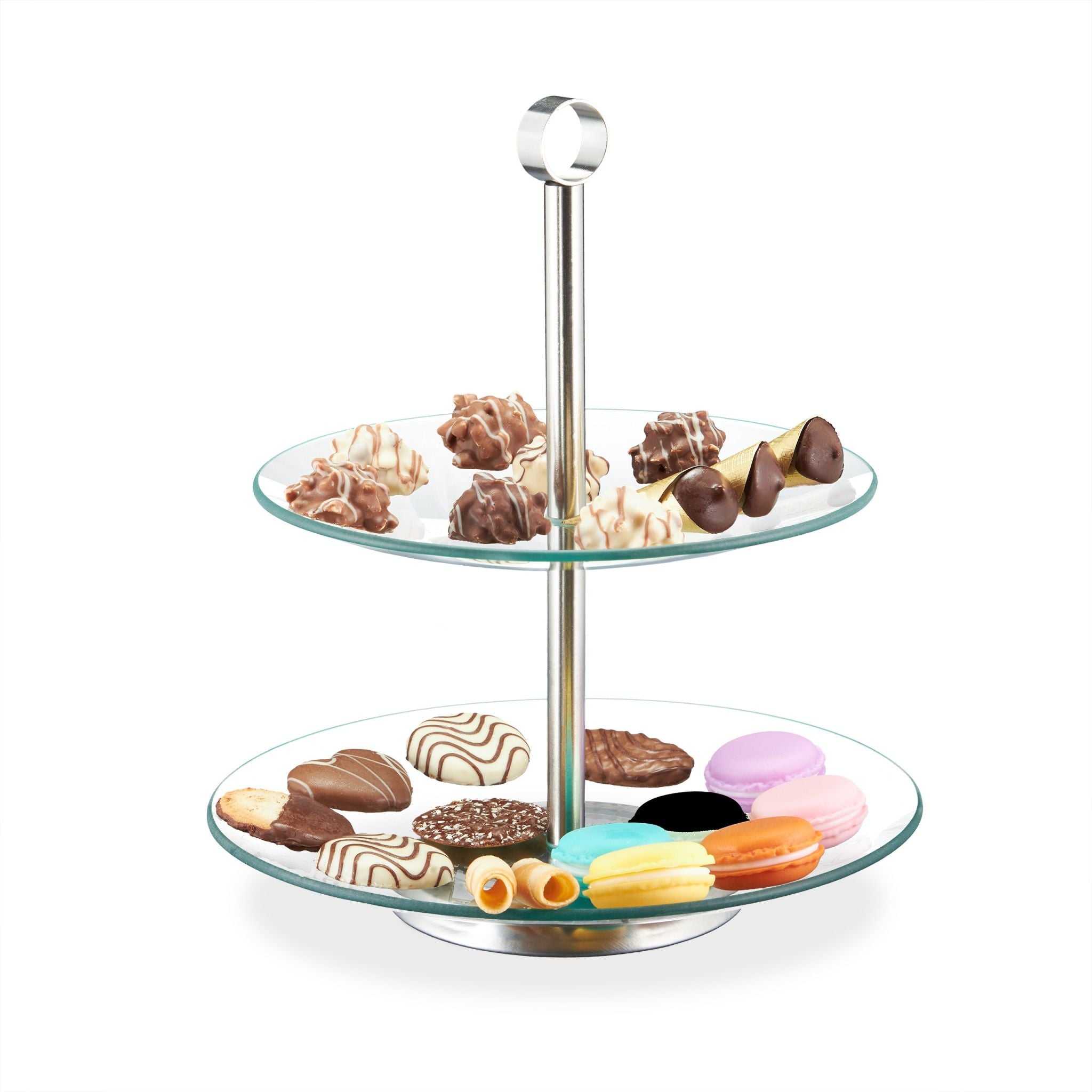 Etagere 2 Etagen Silber-Transparent von Relaxdays