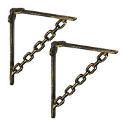 Regalwinkel Gusseisen Kette 2er-Set Braun-Gold von Relaxdays
