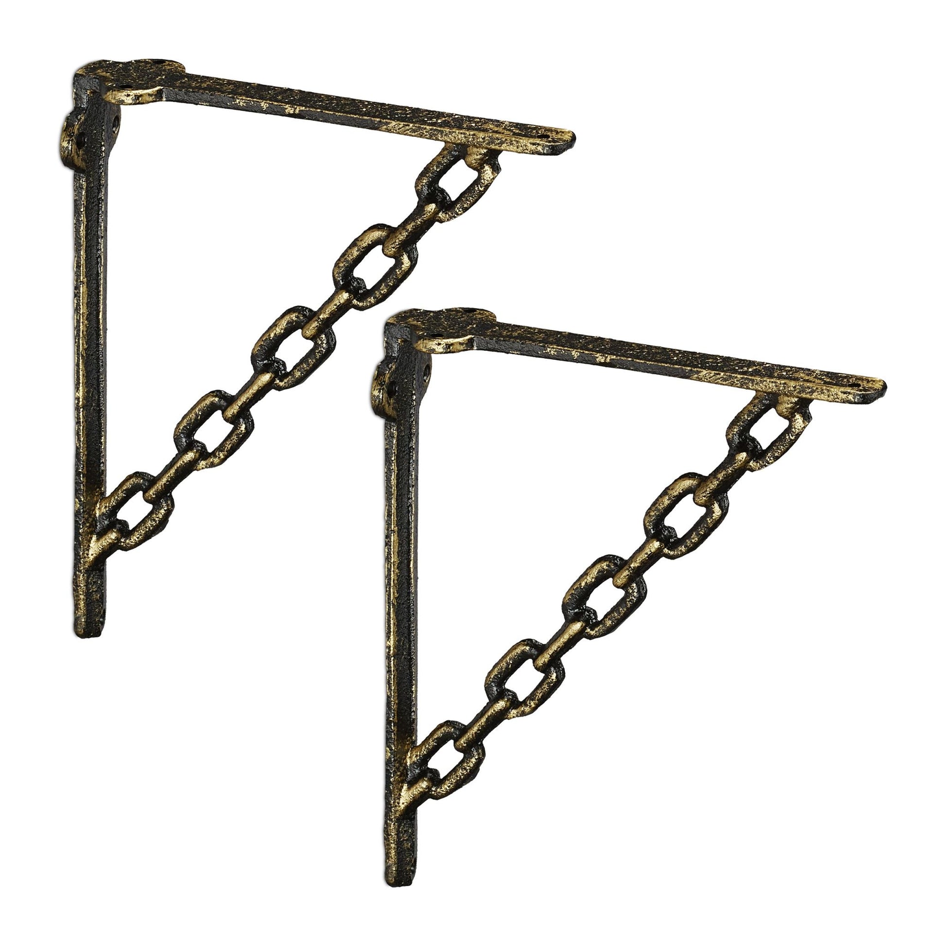 Regalwinkel Gusseisen Kette 2er-Set Braun-Gold von Relaxdays